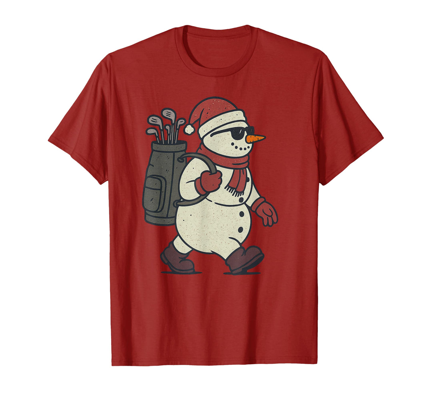 Snowman Playing Golf Christmas Vintage Funny Xmas T-Shirt