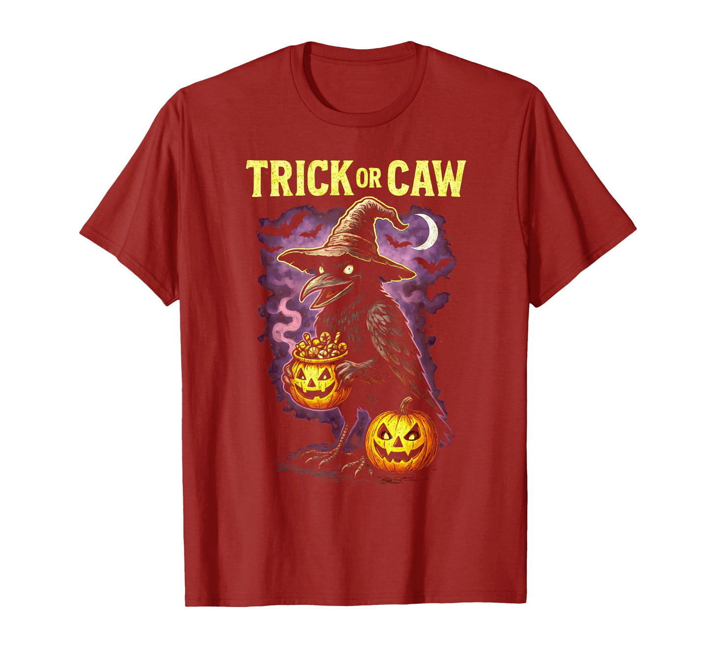 Funny Trick Or Caw Crow Halloween Raven Costume Spooky Bird T-Shirt