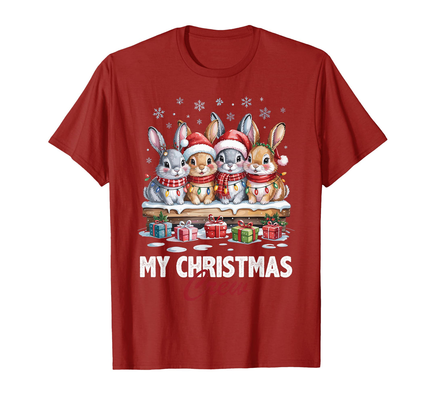 Rabbit Christmas Crew Cute Pet Lovers Funny Holiday Pajama T-Shirt