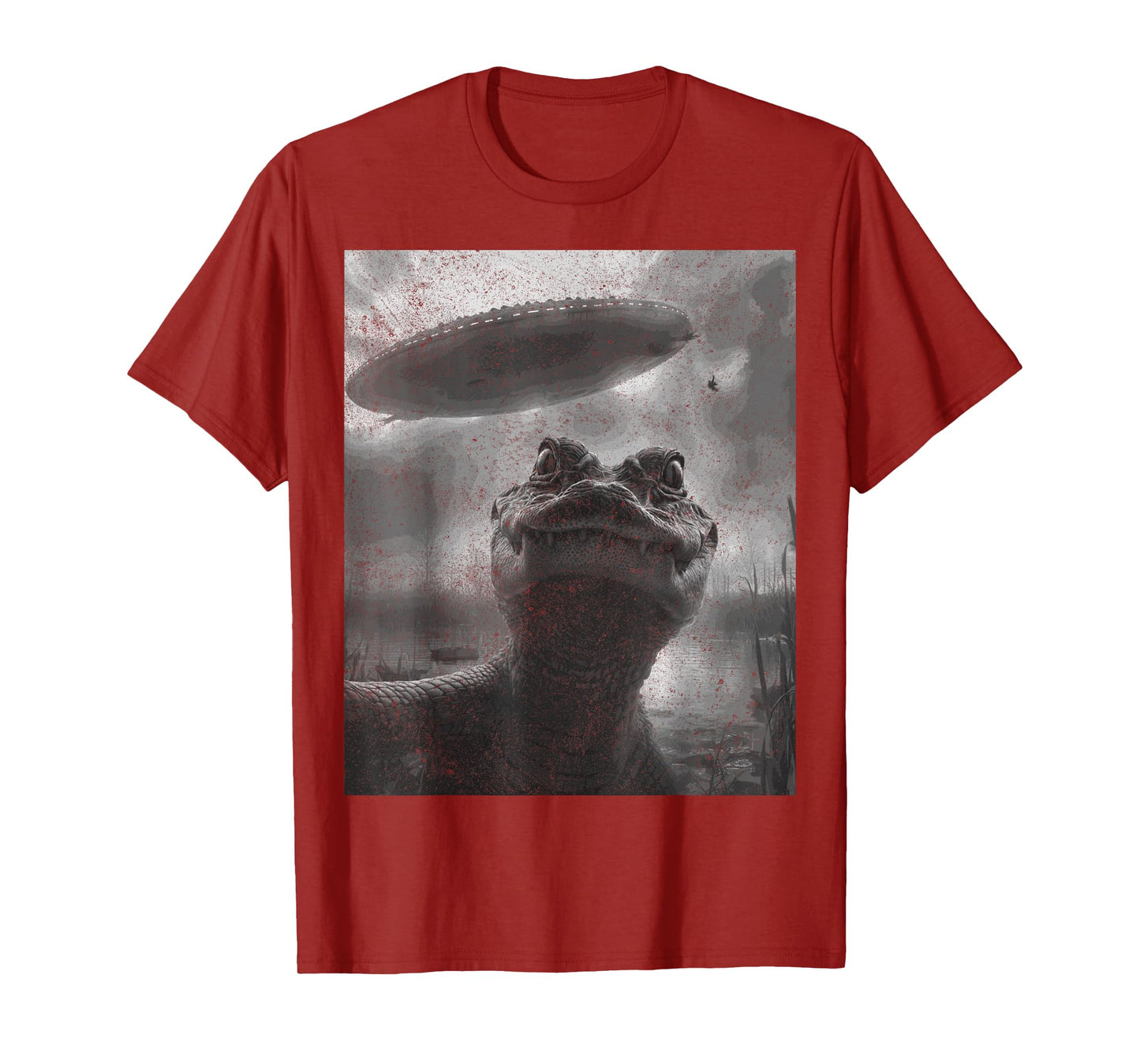 Alligator Selfie with Alien UFO Funny T-Shirt