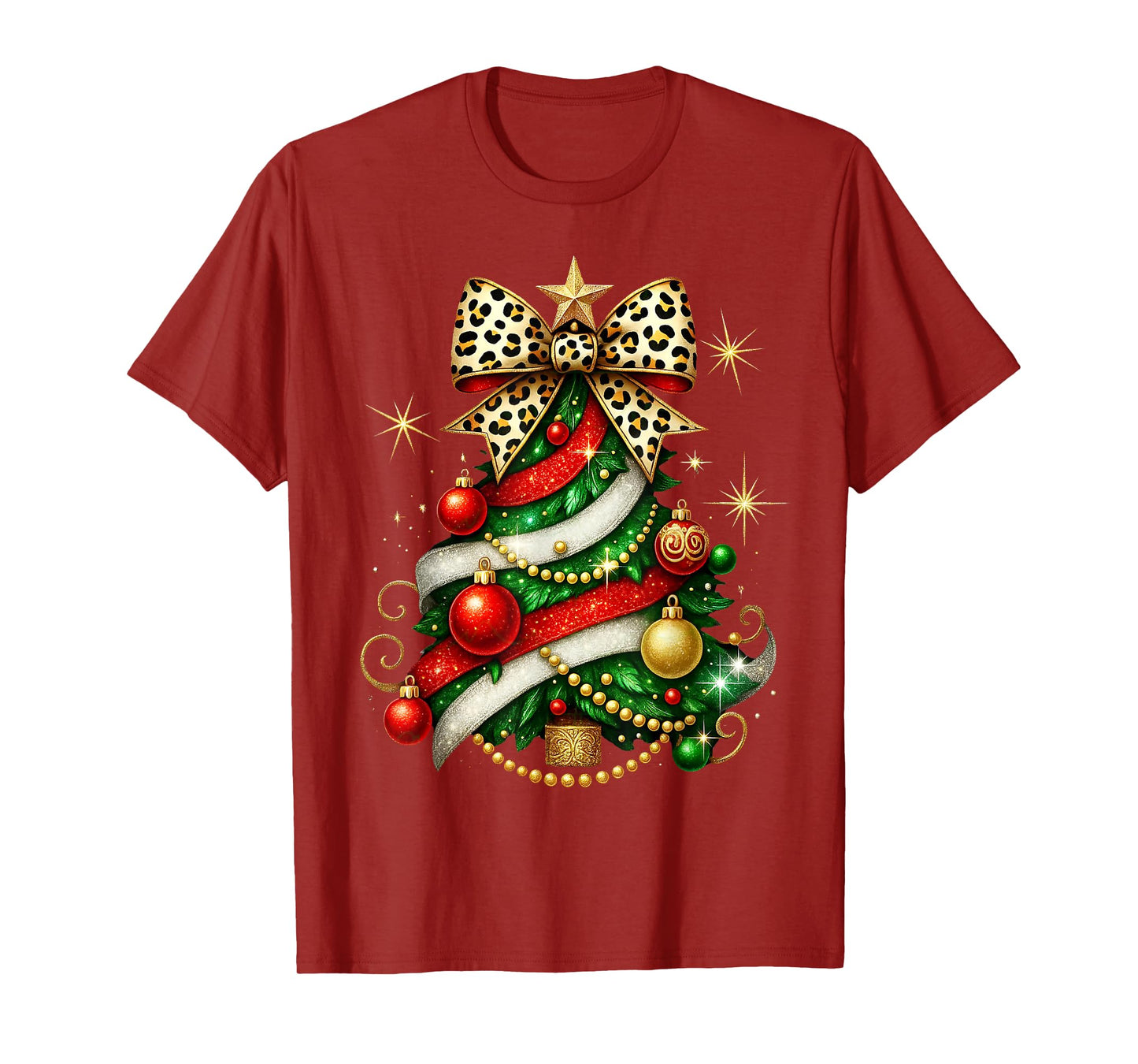 Merry Christmas Coquette Bow Xmas Tree Ornament Funny Family T-Shirt