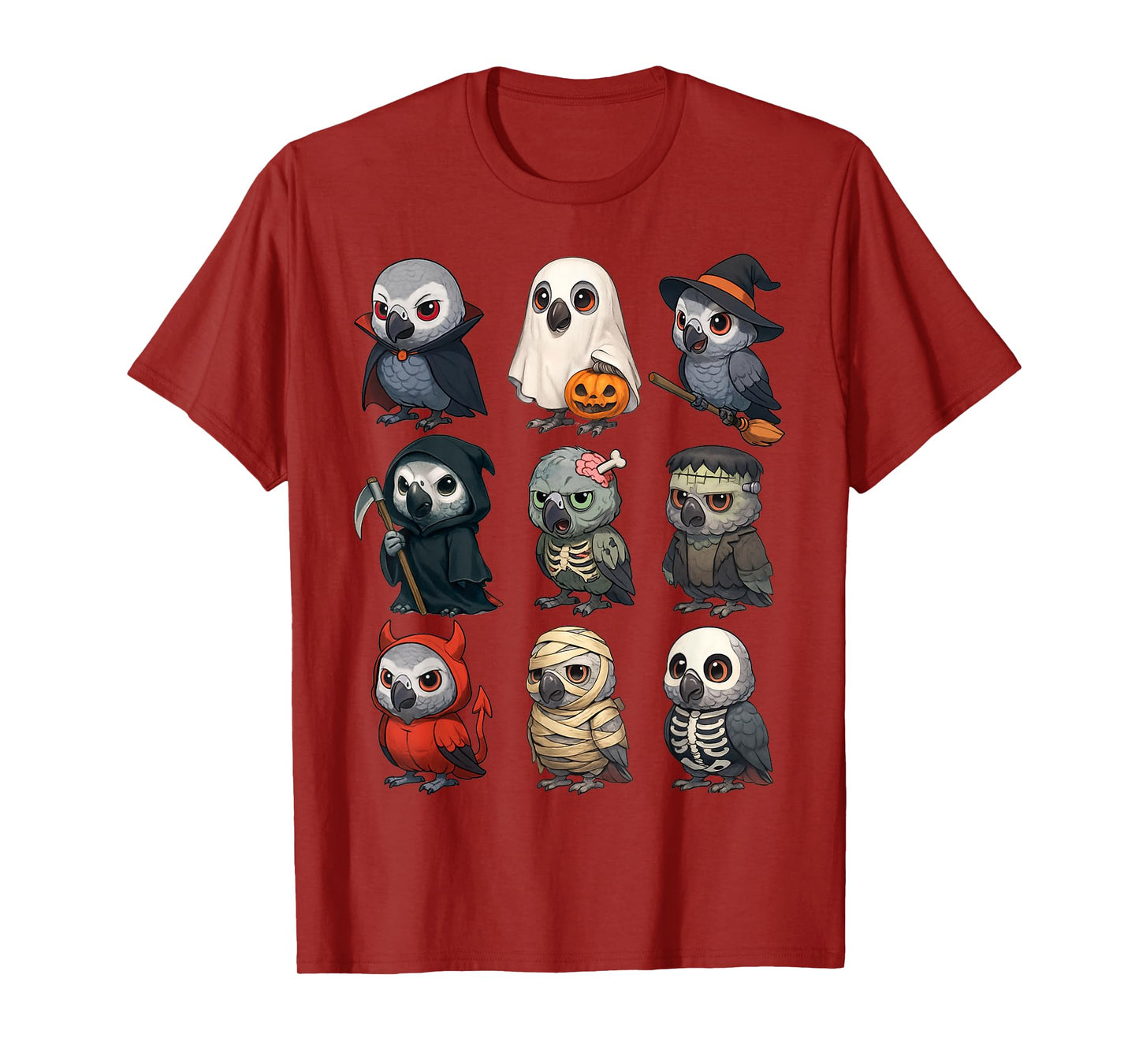 African Grey Parrot Bird Witch Zombie Halloween Costume T-Shirt