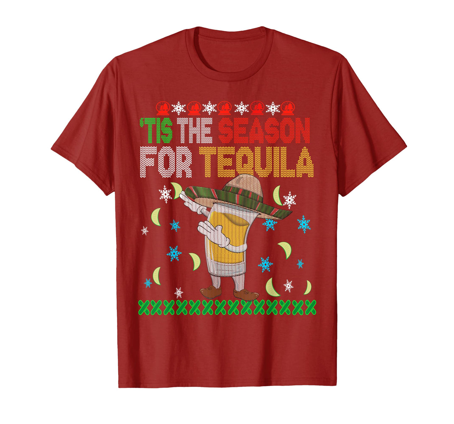 'Tis The Season For Tequila Dabbing Ugly Christmas Alcohol T-Shirt