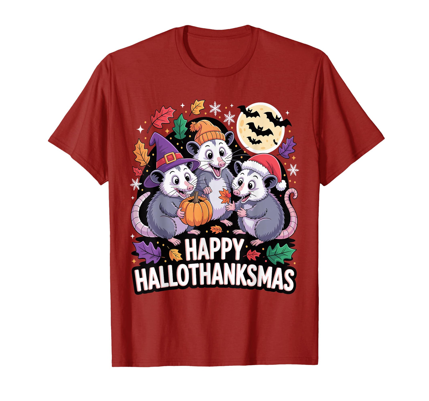 Happy Hallothanksmas Opossum Pumpkin Fun T-Shirt