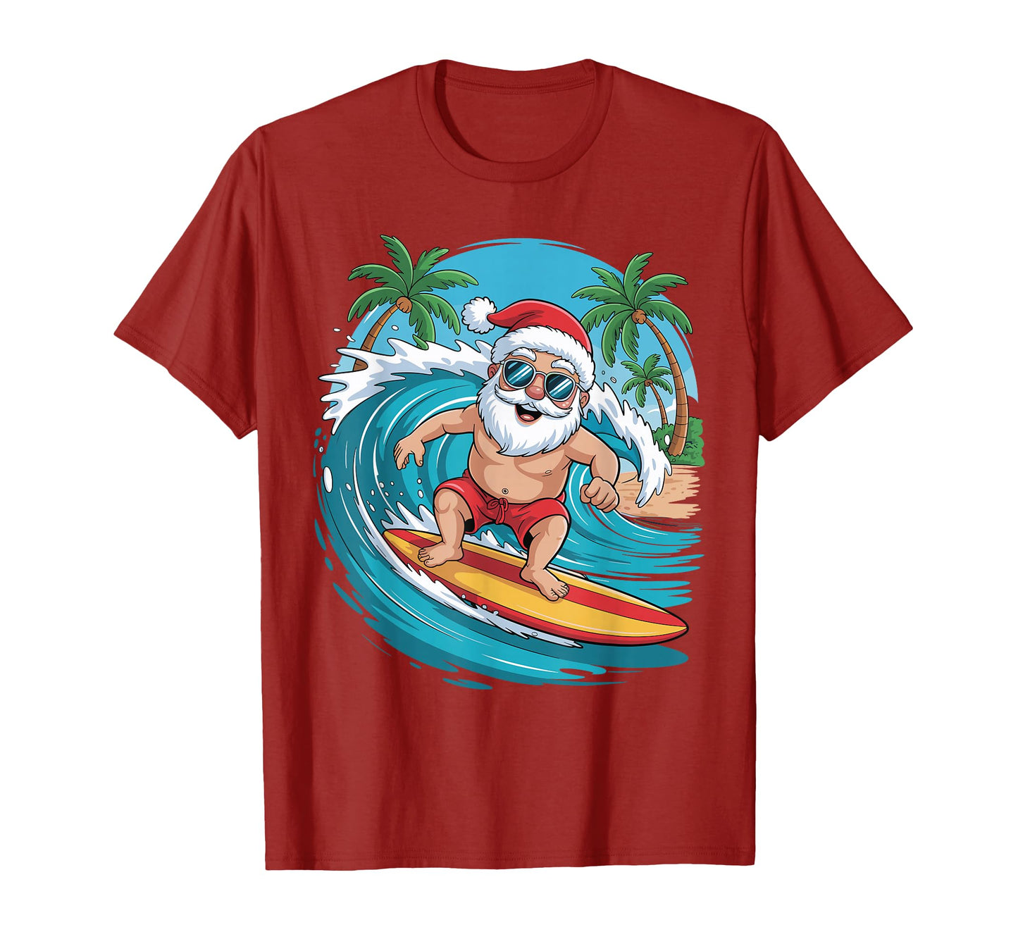 Santa Surfing Funny Surfer Holiday Christmas Xmas Pajama T-Shirt