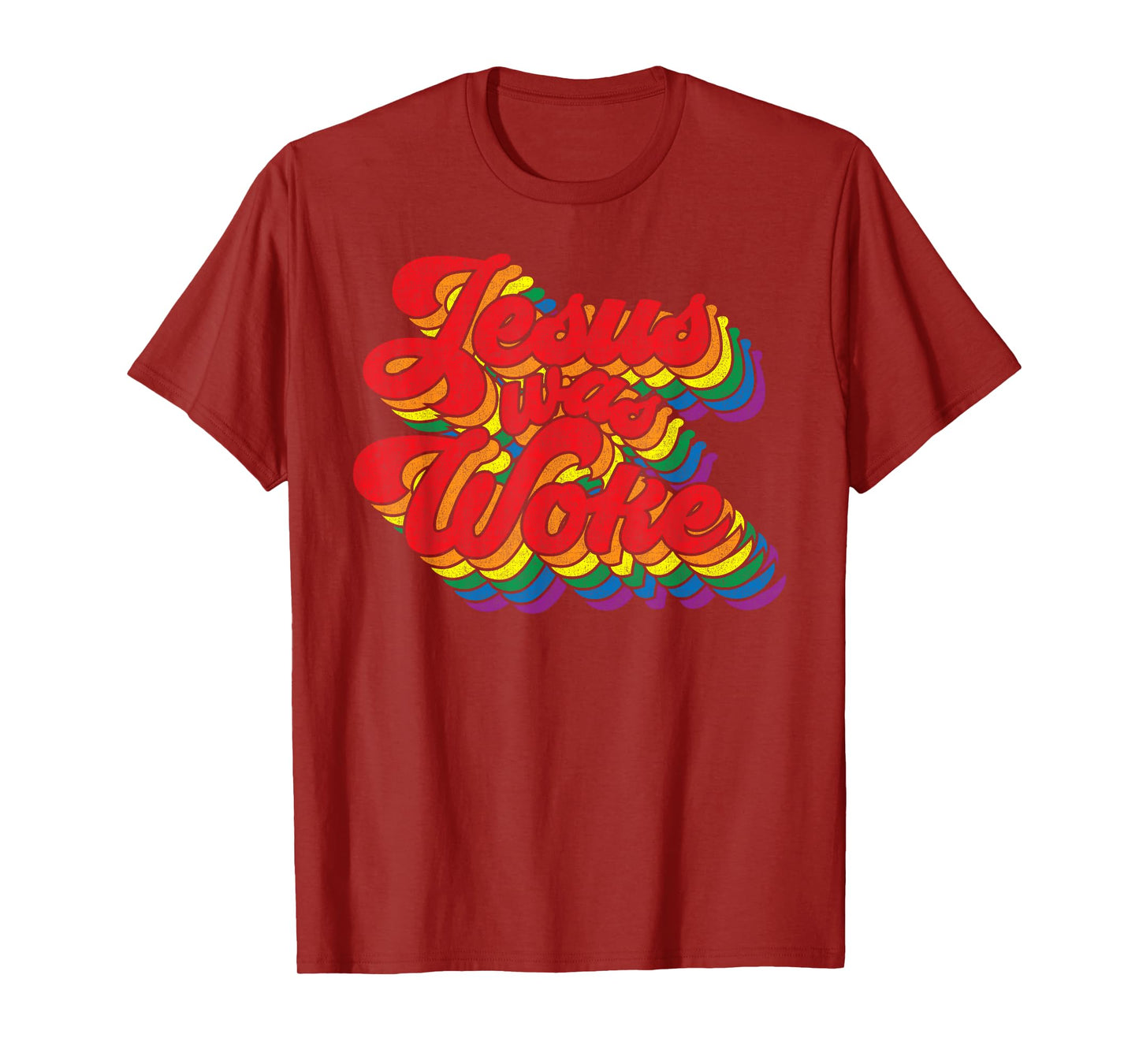 Vintage Retro Christian Ally Pride Rainbow Jesus Was Woke T-Shirt