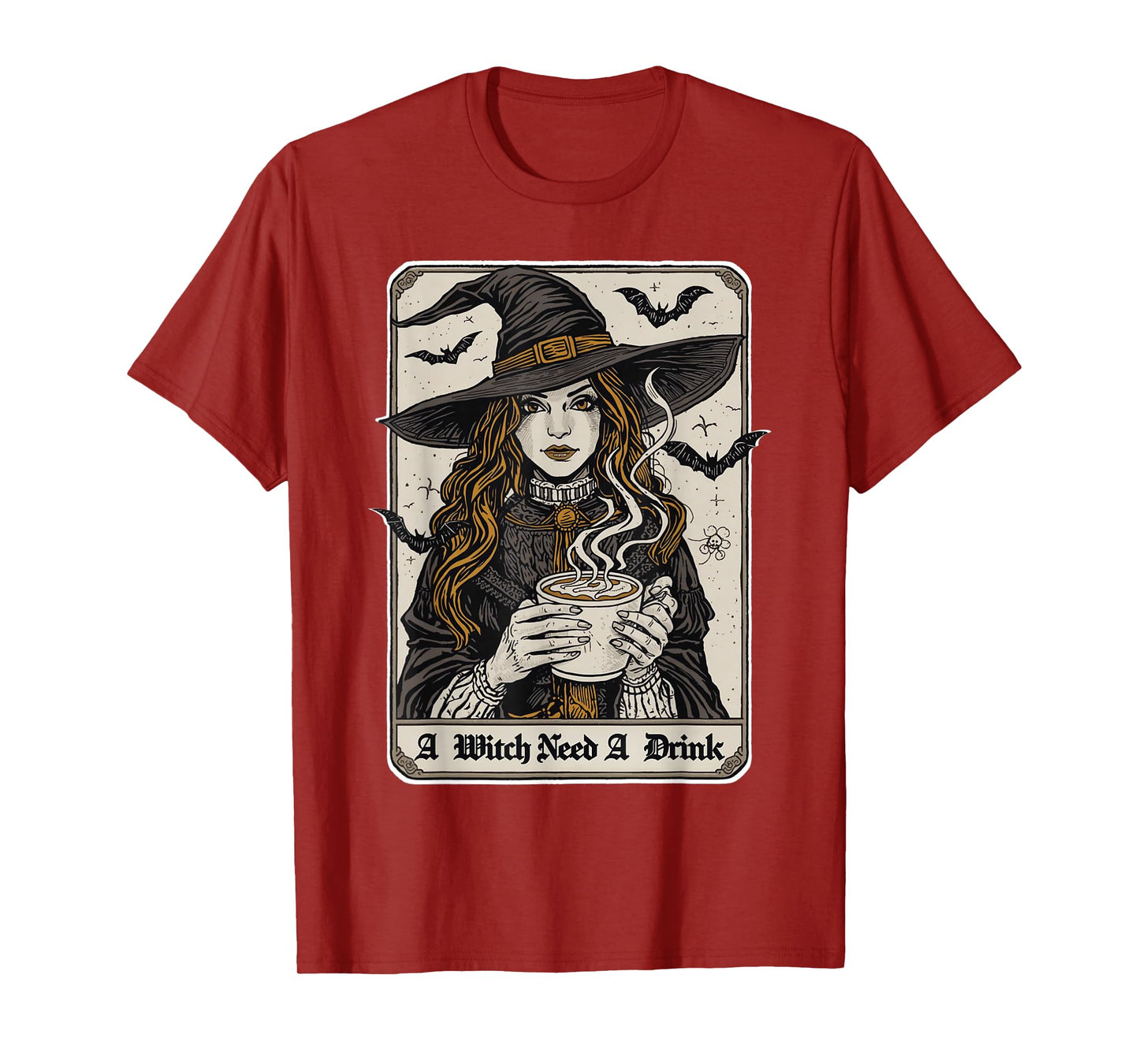 Vintage Halloween Witch Pumpkin Spice Latte Syrup Creamer T-Shirt