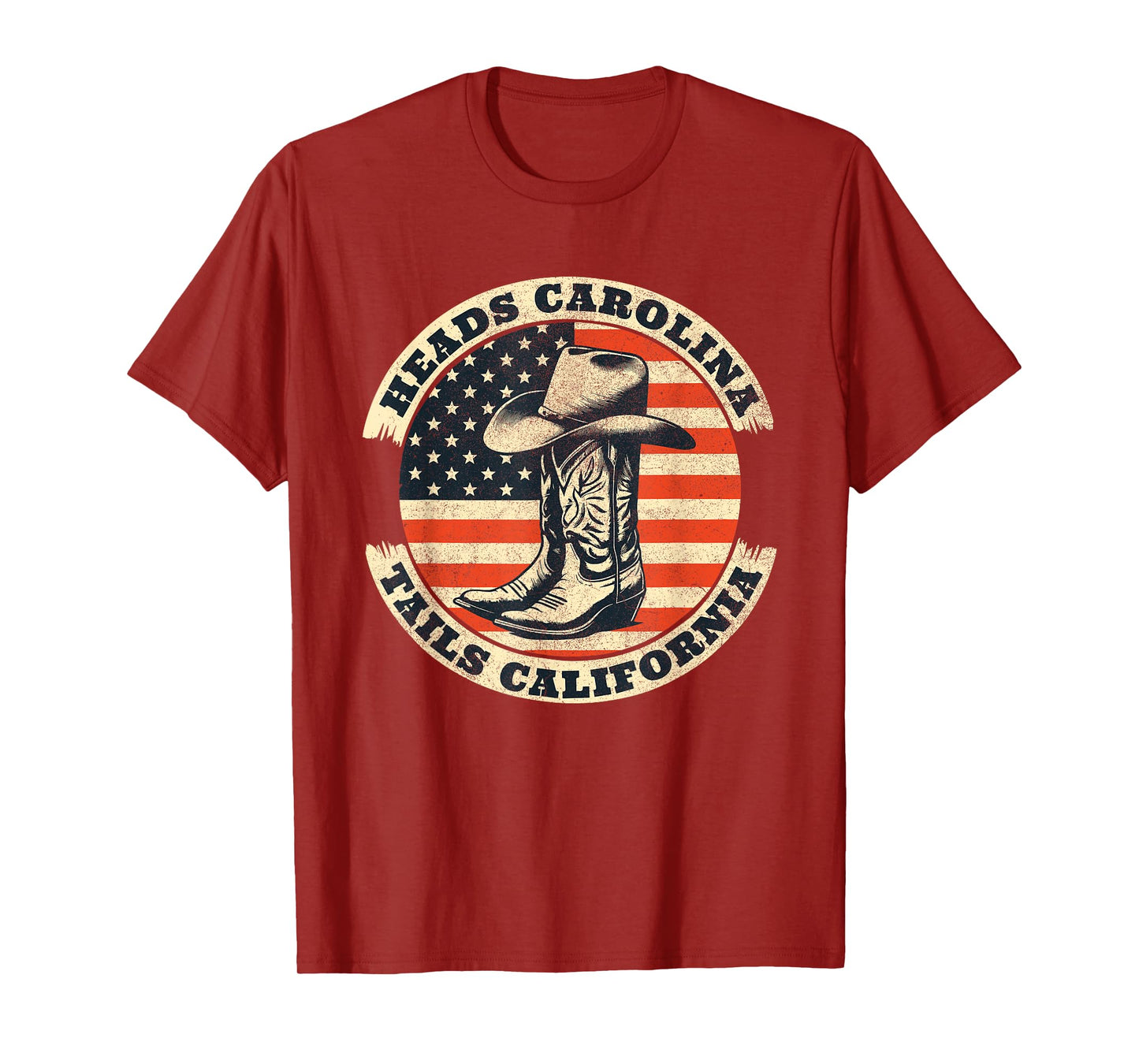 Heads Carolina Tail California Retro Vintage Country T-Shirt