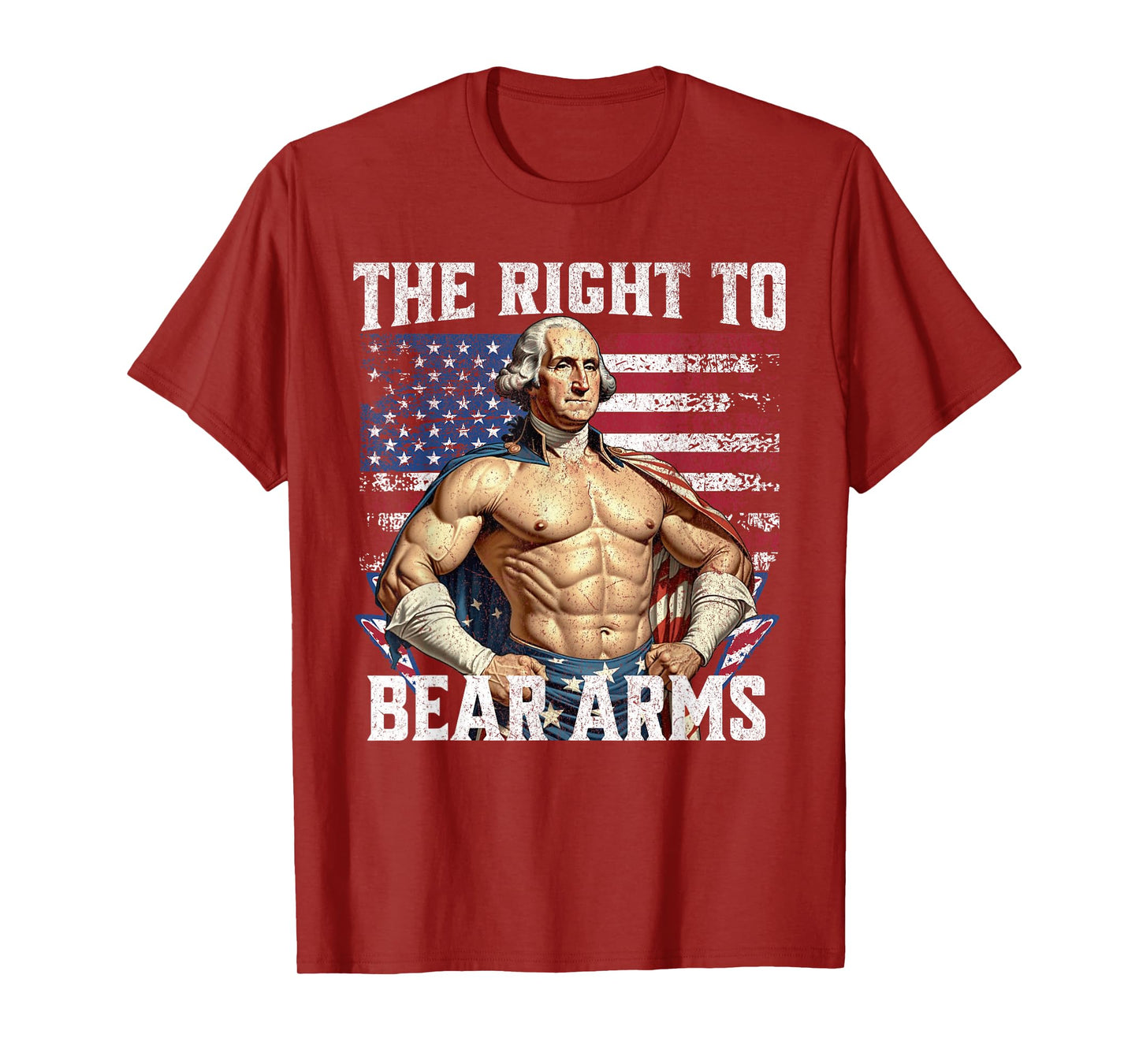 Bodybuilding 4th of July Dad USA Flag 2nd Bear Arms T-Shirt