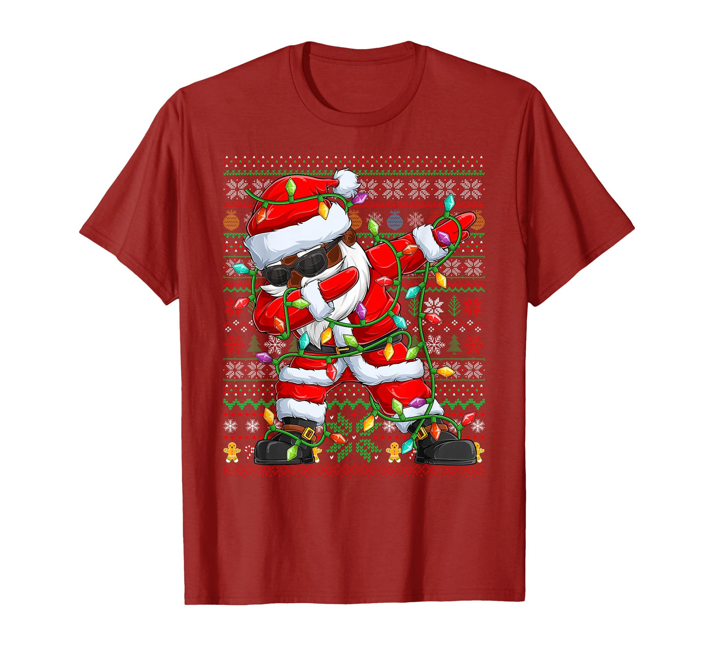 Dabbing Santa Xmas Lights Pajamas Ugly Christmas Sweaters T-Shirt