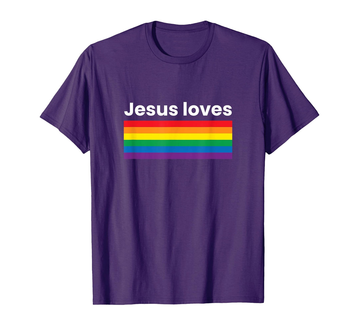 Rainbow Pride Gay Christian LGBTQ+ Jesus Loves T-Shirt