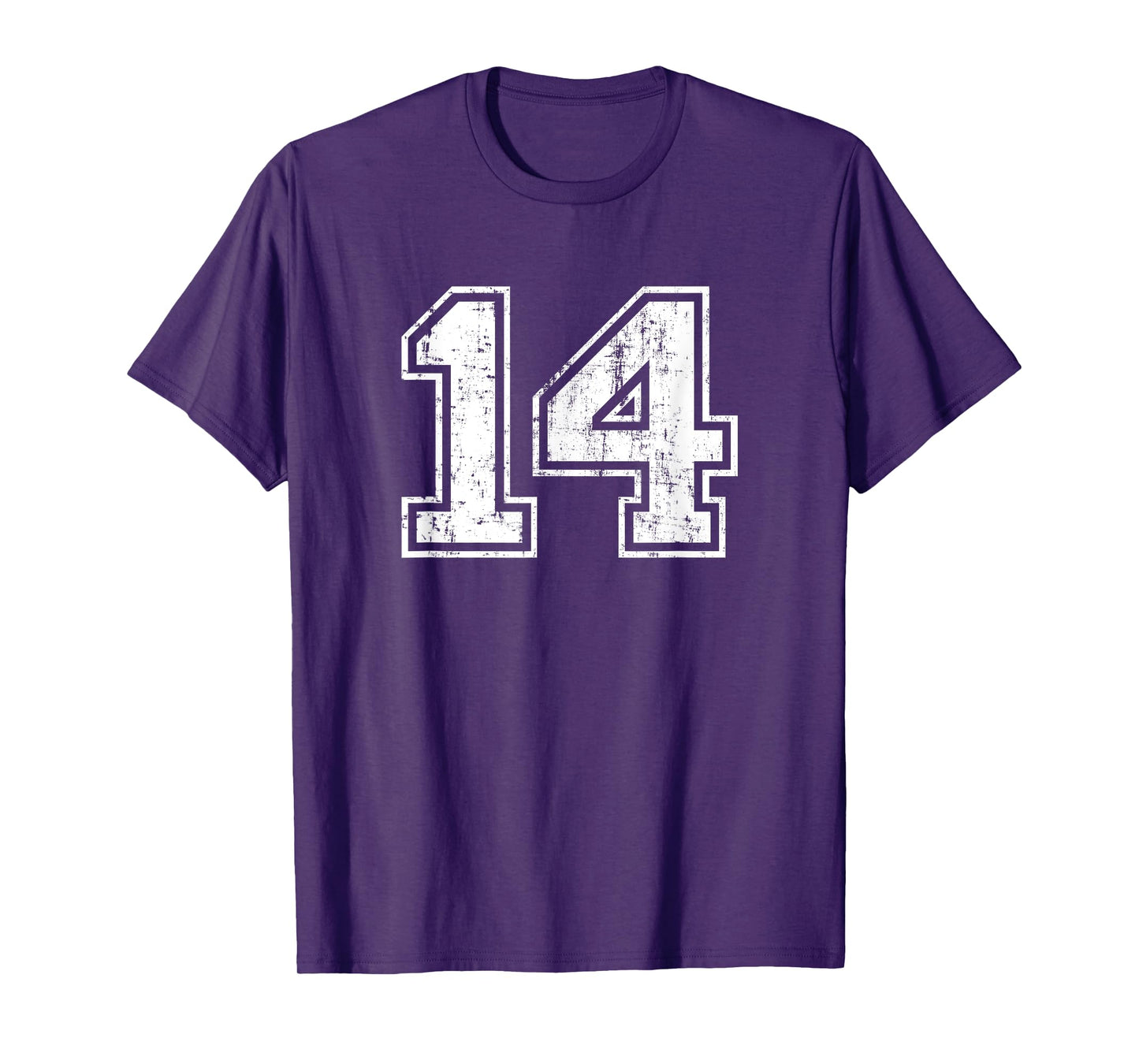 Number 14 Fourteen Distressed Vintage Sports Team Training T-Shirt