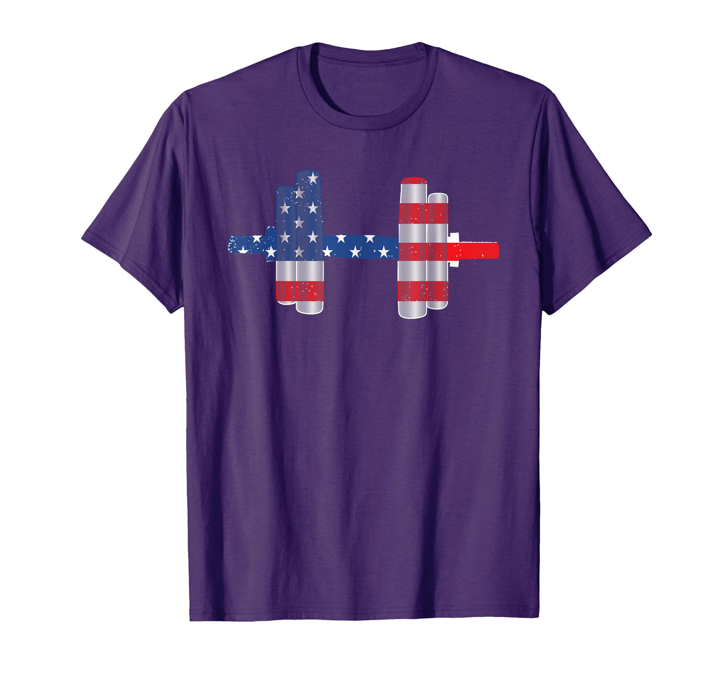 4th Of July Weightlifting Dumbbell Vintage American Flag T-Shirt