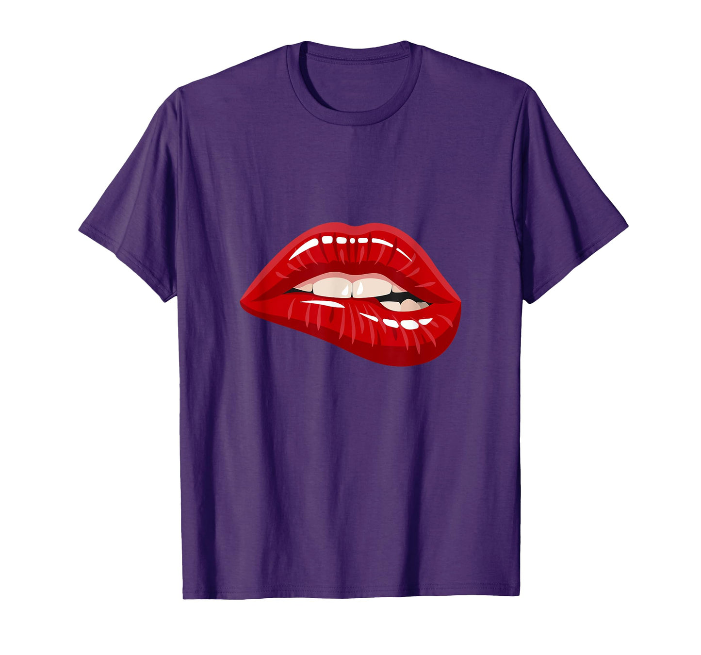 Men's Women's Graphic Tees - Red Biting Lips Short Sleeve T-Shirt