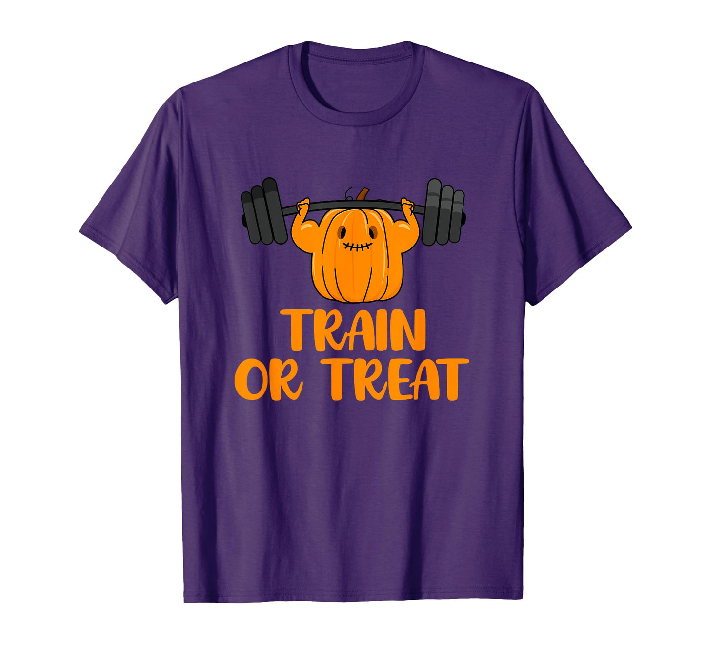 Train or Treat Funny Halloween Pumpkin Gym Workout Lifting T-Shirt