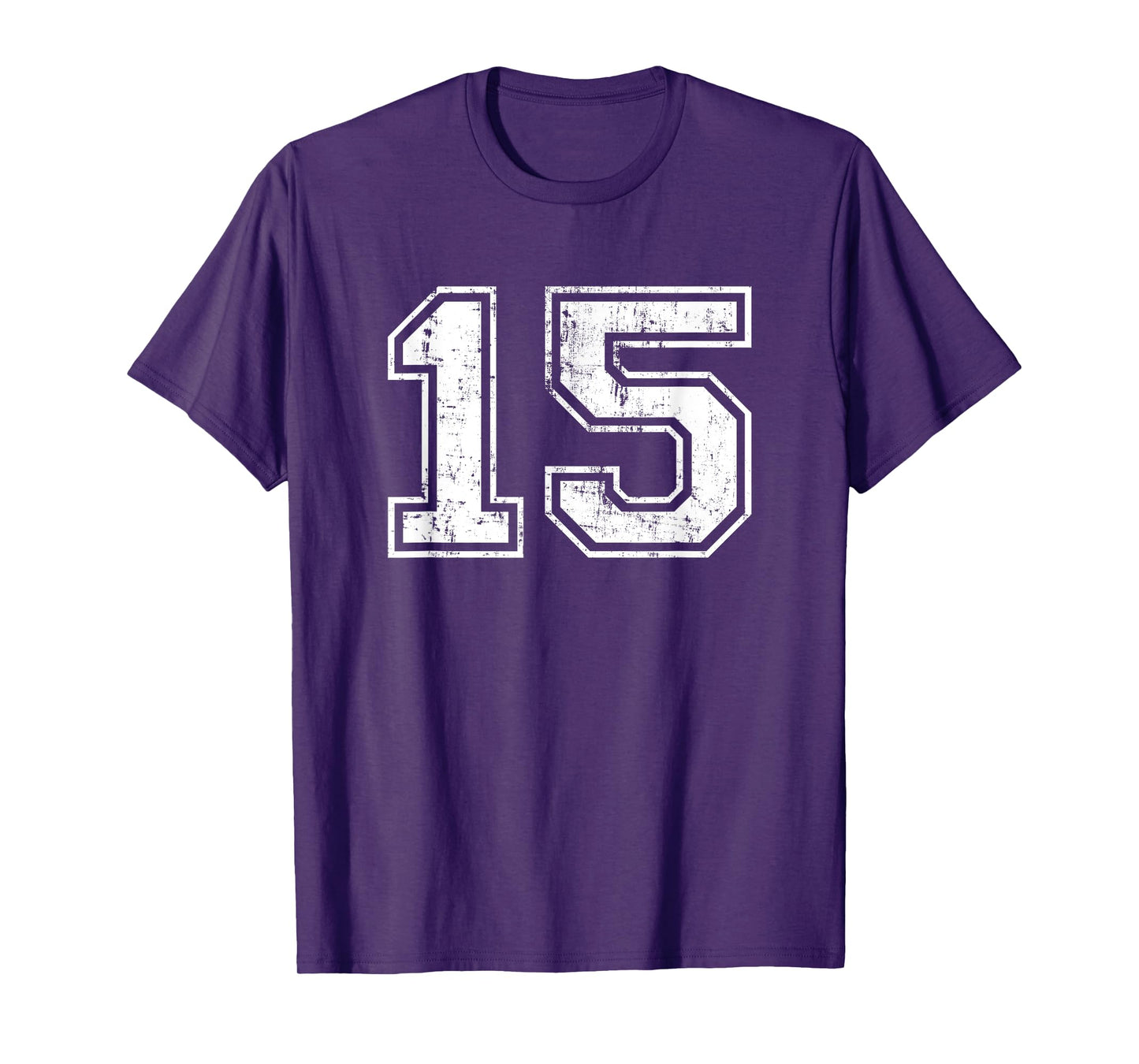 Number 15 Fifteen Distressed Vintage Sport Team Gym Training T-Shirt