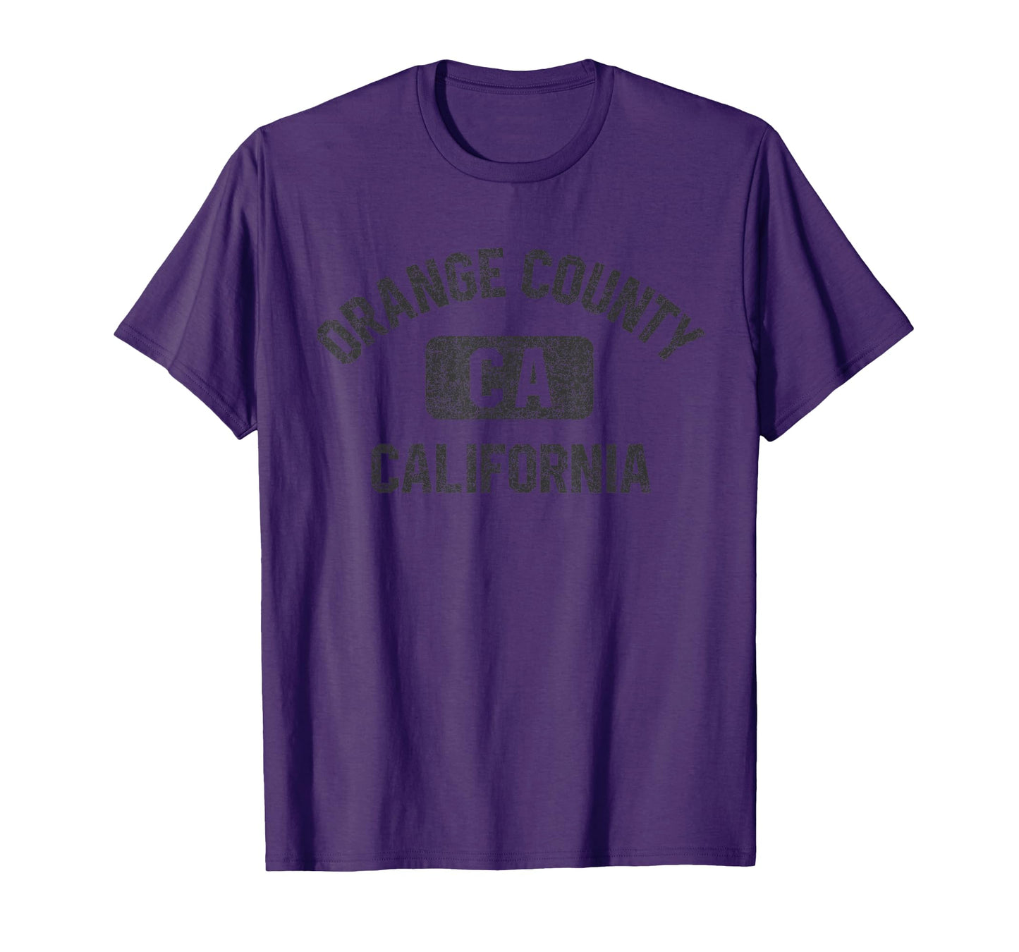 Orange County California Gym Style Distressed Black Print T-Shirt