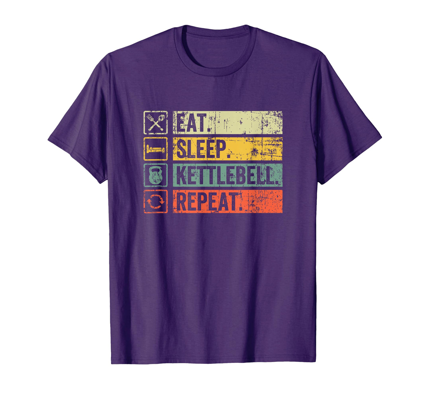 Retro Eat Sleep Kettlebell Repeat Fitness Gym For Women Men T-Shirt