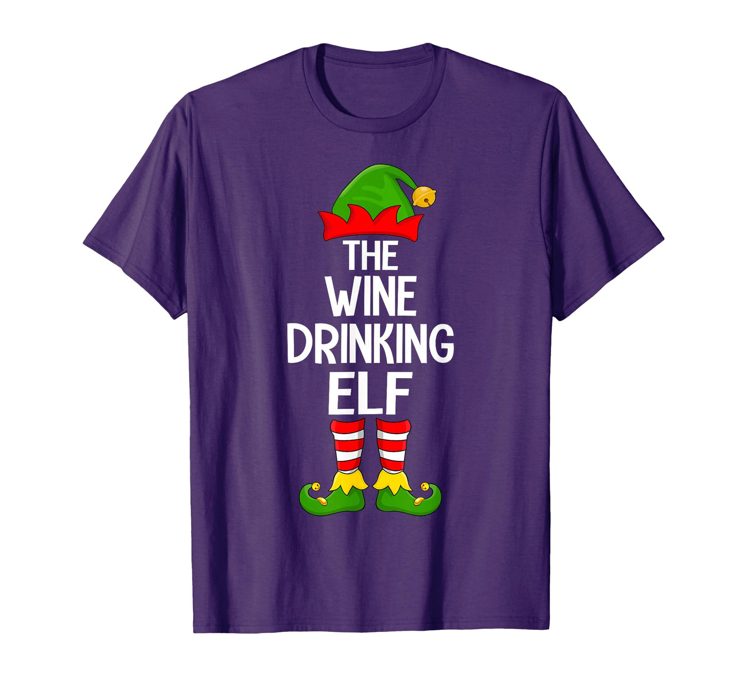 Wine Drinking Elf Xmas Matching Family Elf Squad Christmas T-Shirt