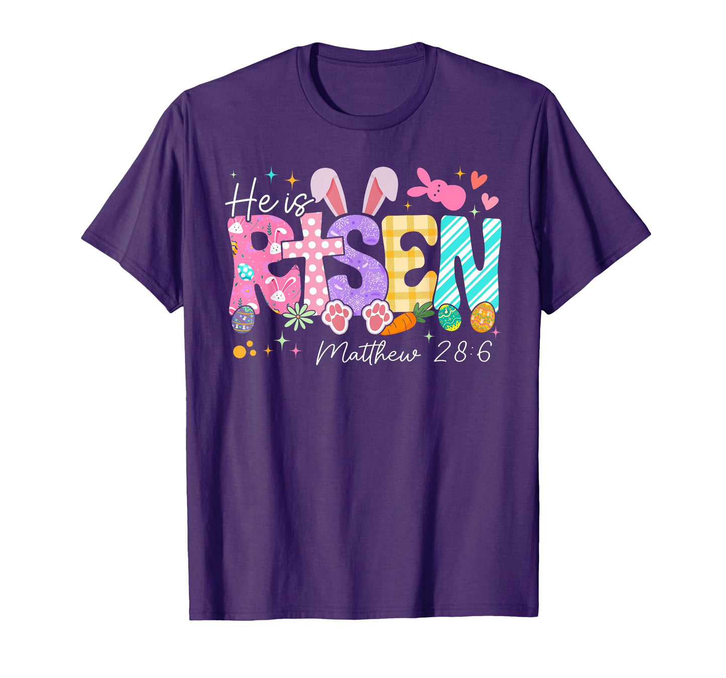 Happy Easter He Is Risen Jesus Christian Bunny Women Girls T-Shirt