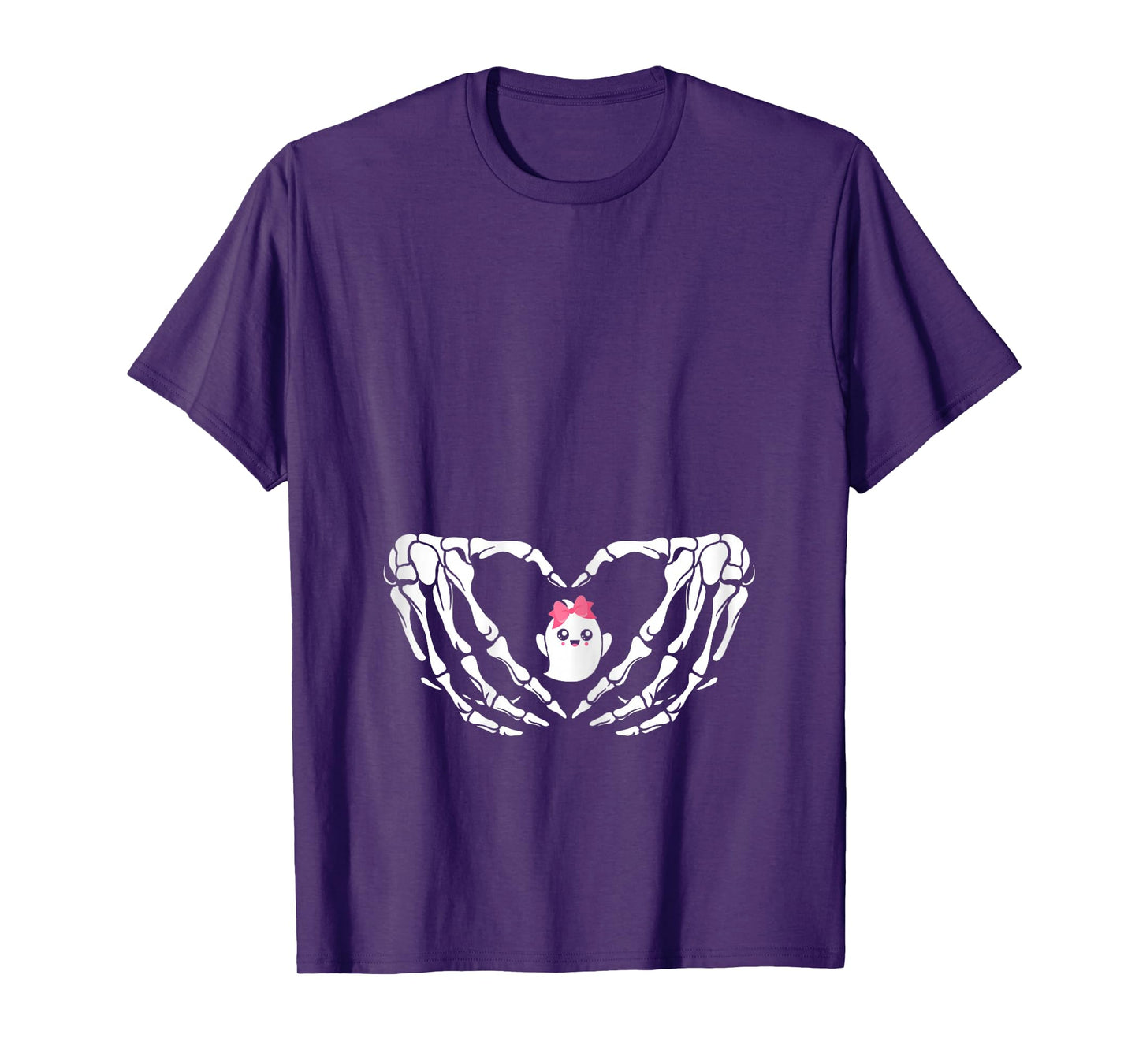 Halloween Pregnant Mom Cute Pink Bow Baby Girl Ghost New Mom T-Shirt