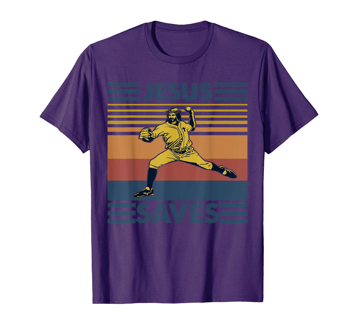 Retro Distressed Jesus Saves Baseball T-Shirt