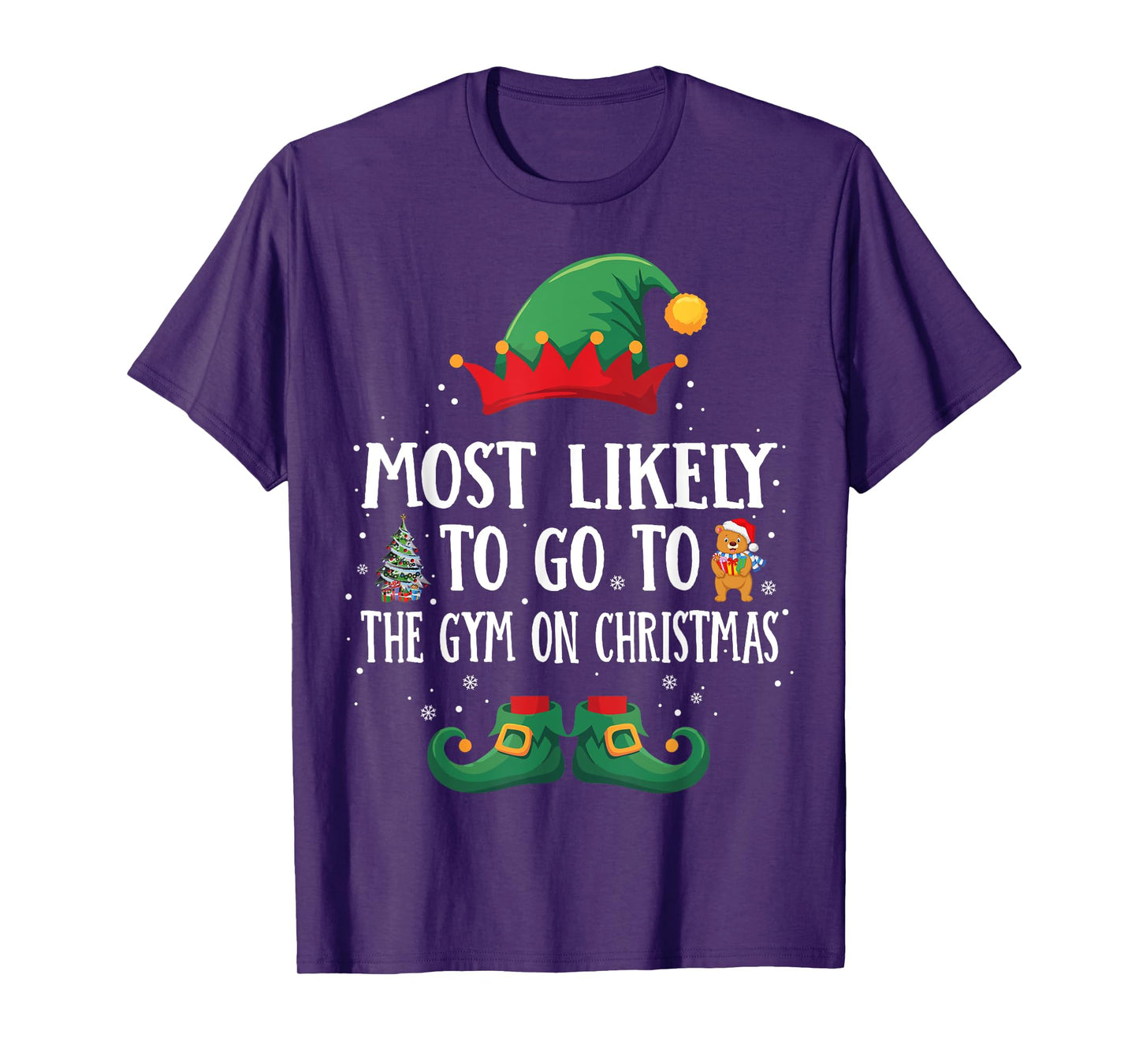 Most Likely To Go To The Gym Matching Christmas Elf T-Shirt