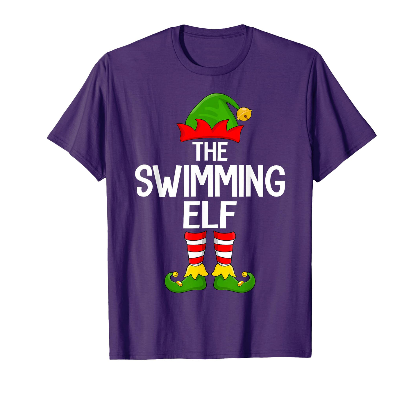 Swimming Elf Xmas Matching Family Elf Squad Christmas T-Shirt