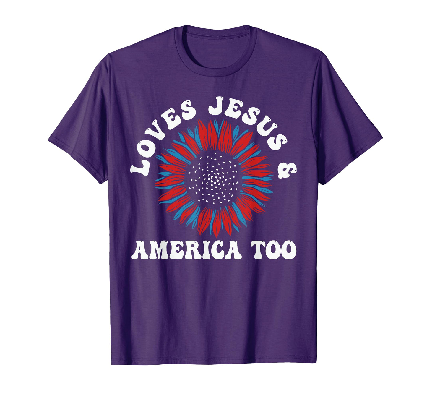 Loves Jesus and America Too US Flag God Christian T-Shirt