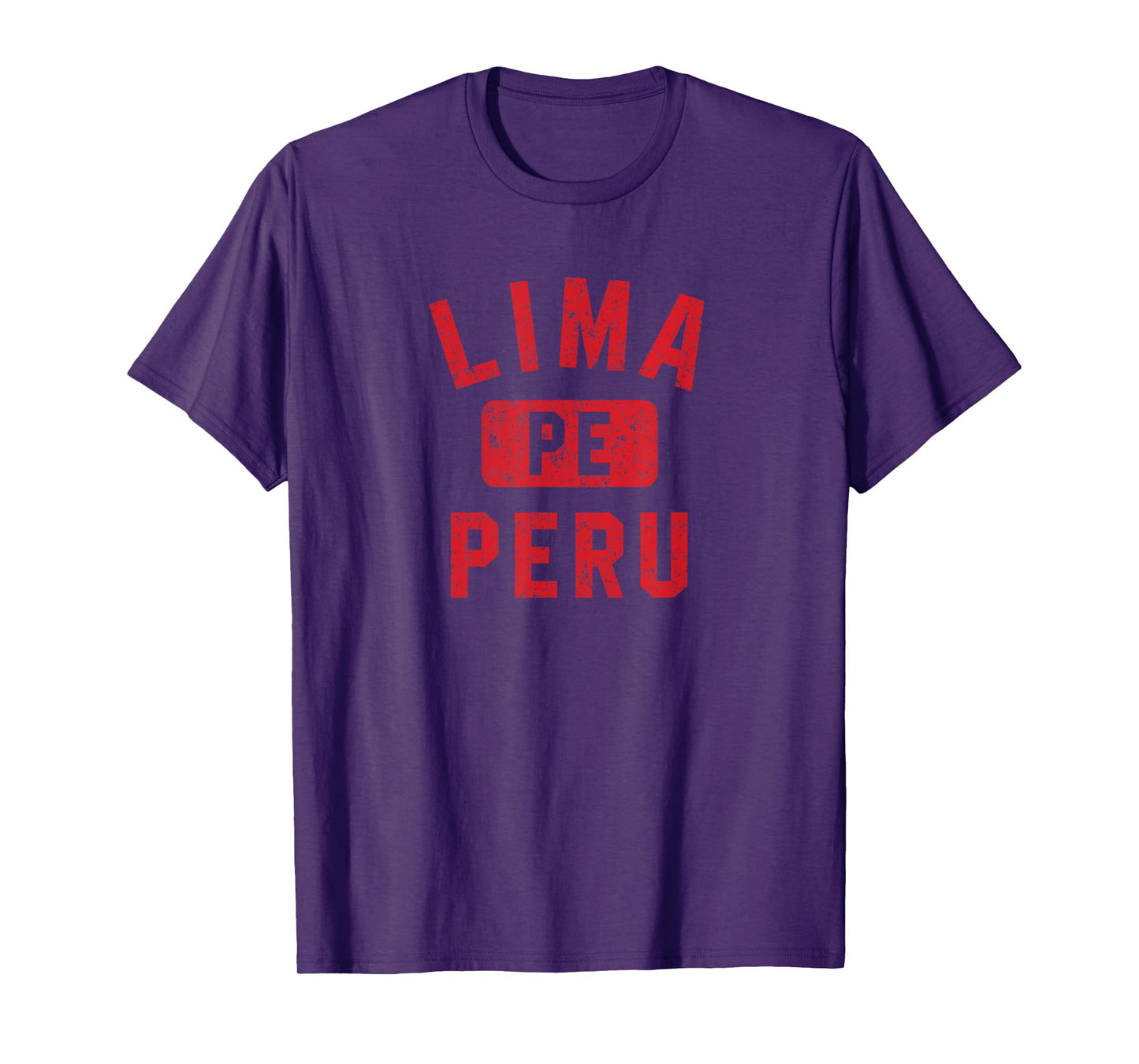 Lima Peru Gym Style Distressed Red Print T-Shirt