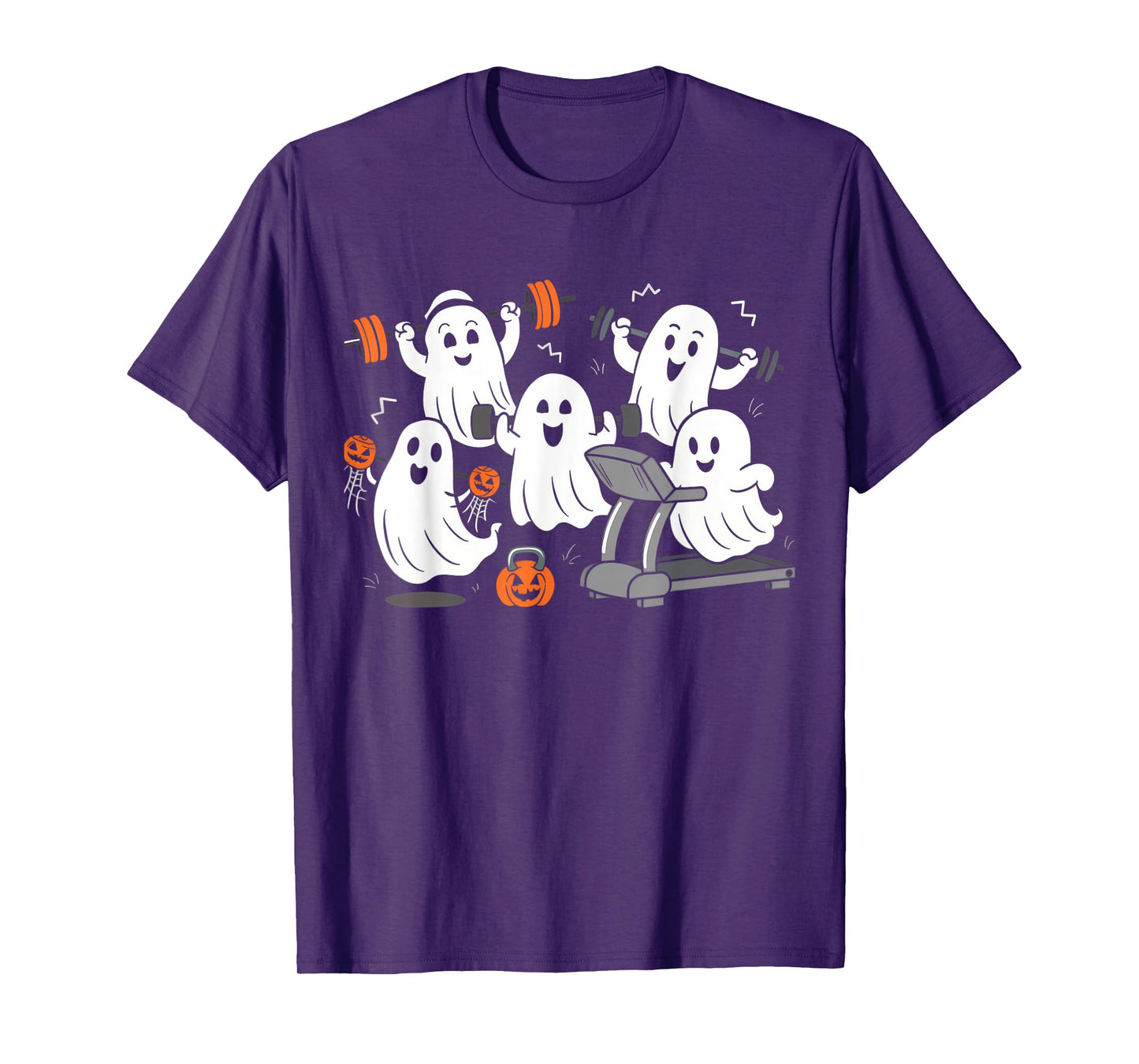 Working Out Ghost Gym Halloween Fitness Weightlifting T-Shirt