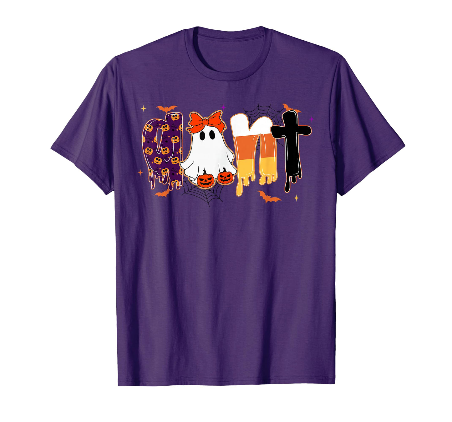 Preppy Halloween Candy Aunt, Funny Spooky Ghost Pumpkin Aunt T-Shirt