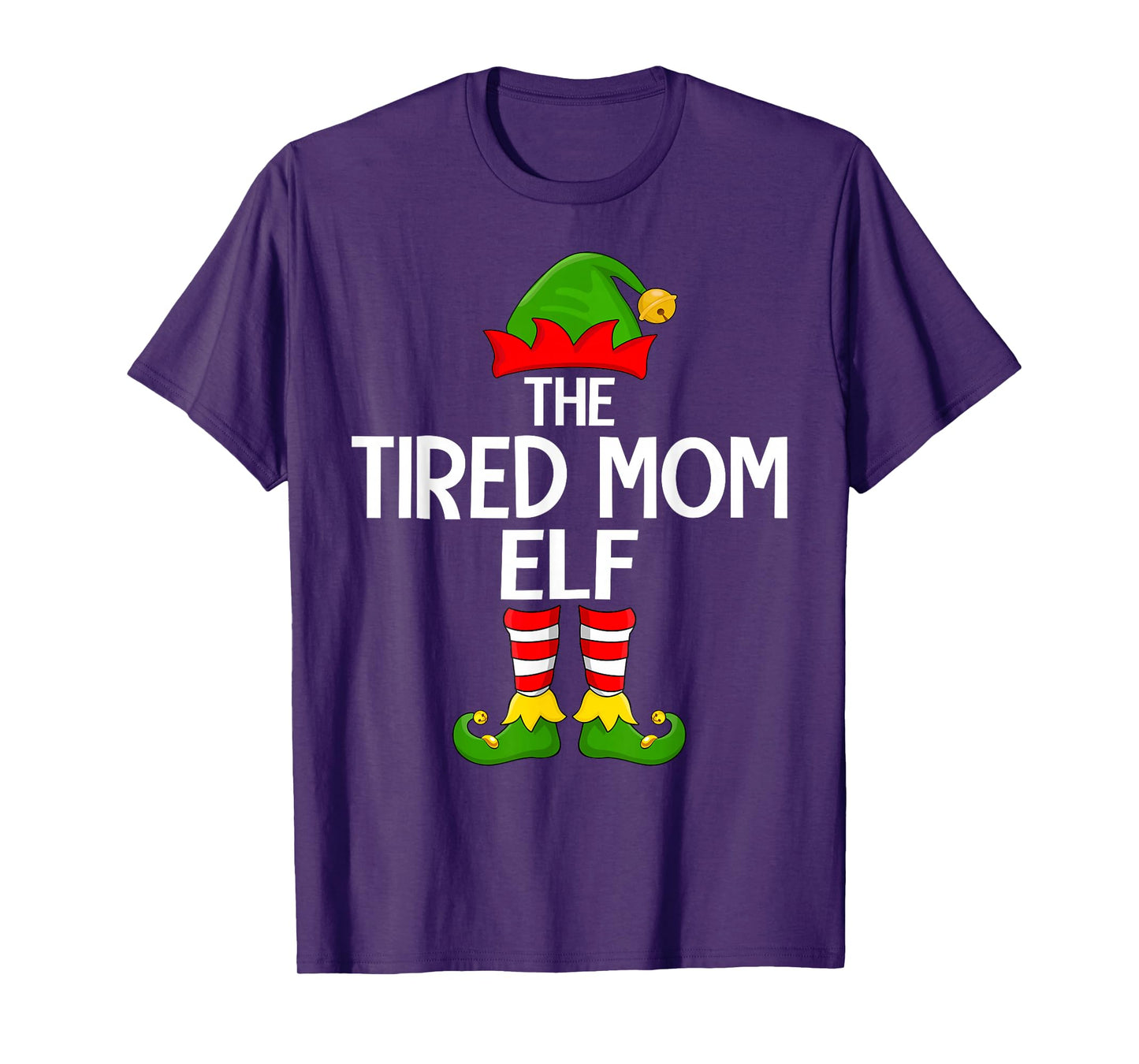 Tired Mom Elf Xmas Matching Family Elf Squad Christmas Women T-Shirt