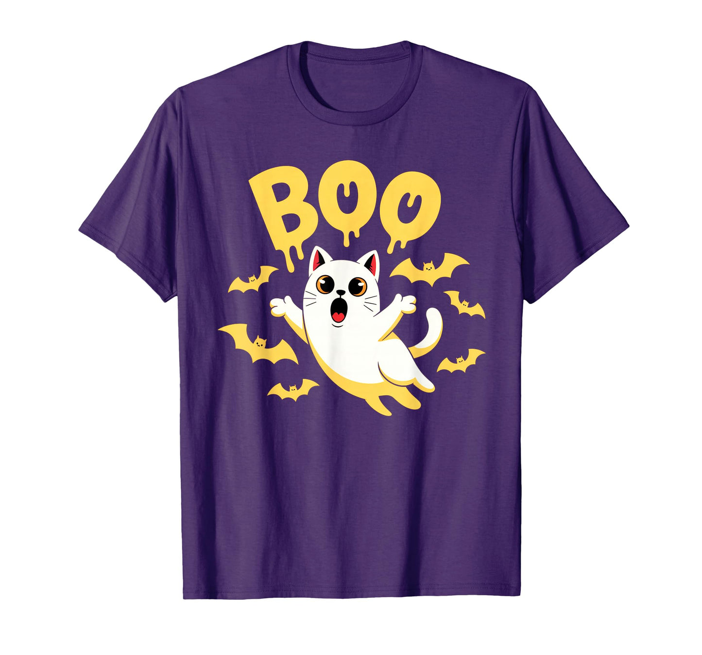 CAT Ghost Boo Cute Kitty Cats Lover Halloween Women Men T-Shirt