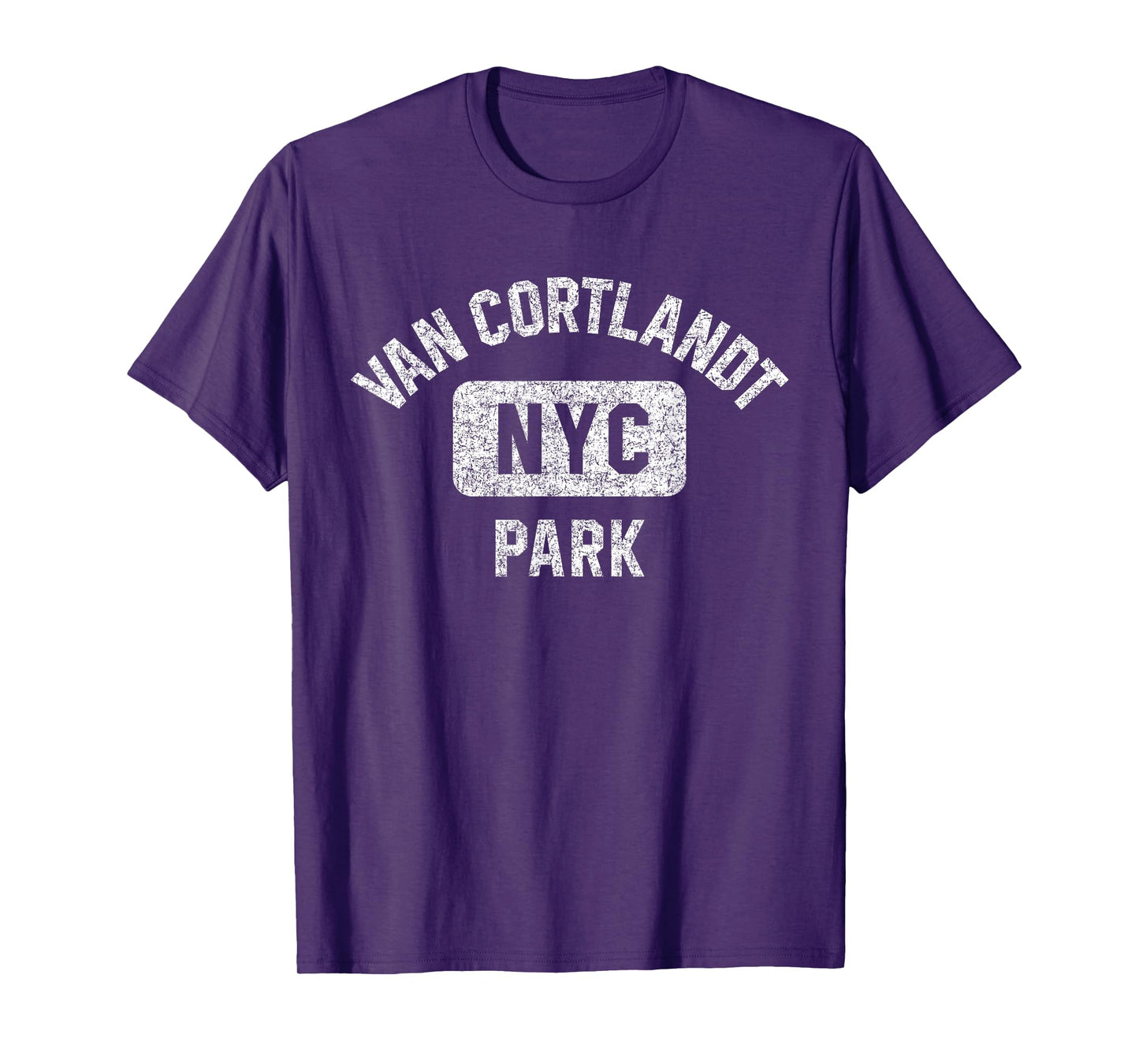 Van Cortlandt Park NYC Gym Style Distressed White Print T-Shirt