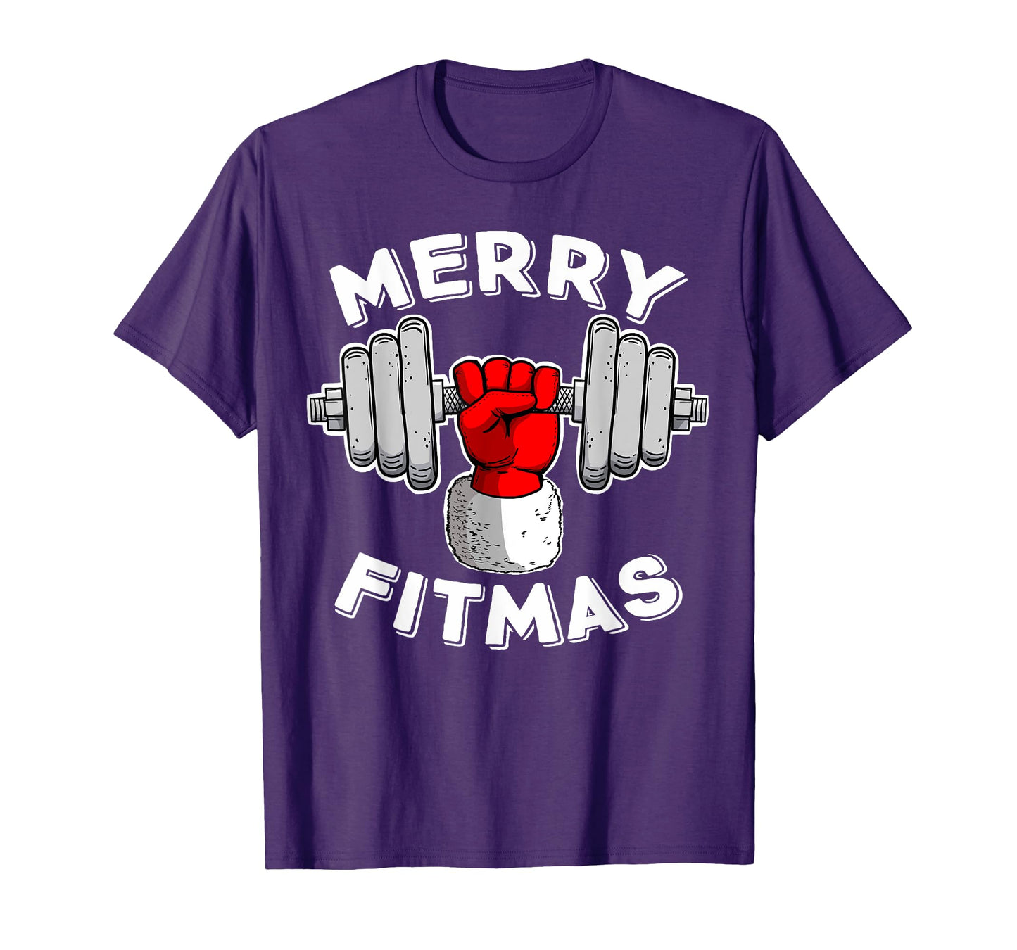 Merry Fitmas Christmas Santa Claus Dumbbell Merry Fitmas T-Shirt