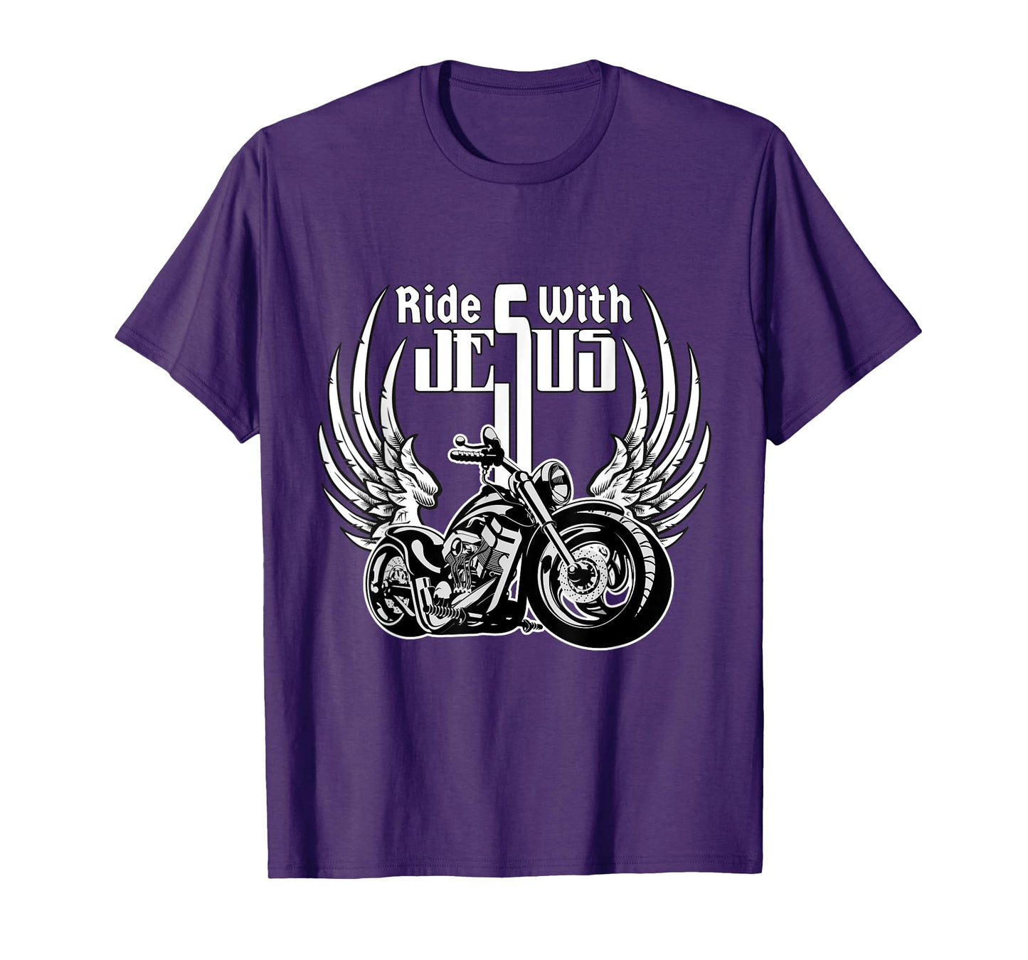 Ride With Jesus Christian Biker Men Women Kids Motorcycle T-Shirt