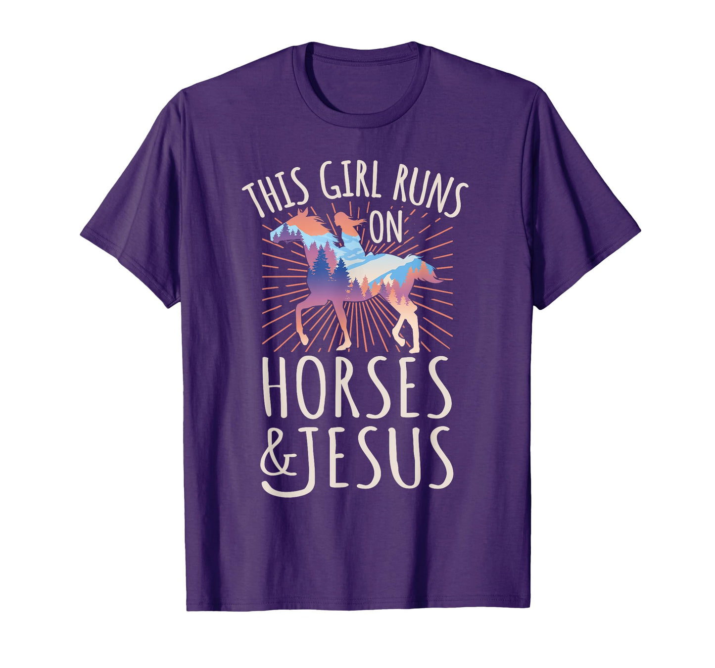 Horse Rider - This Girl Runs On Horses And Jesus T-Shirt