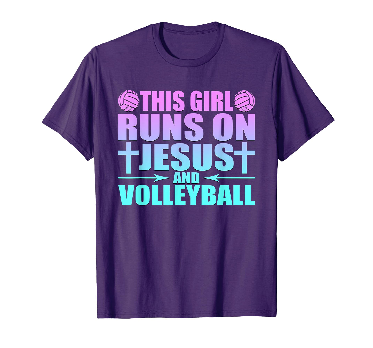 This Girl Runs On Jesus And Volleyball Novelty T-Shirt T-Shirt