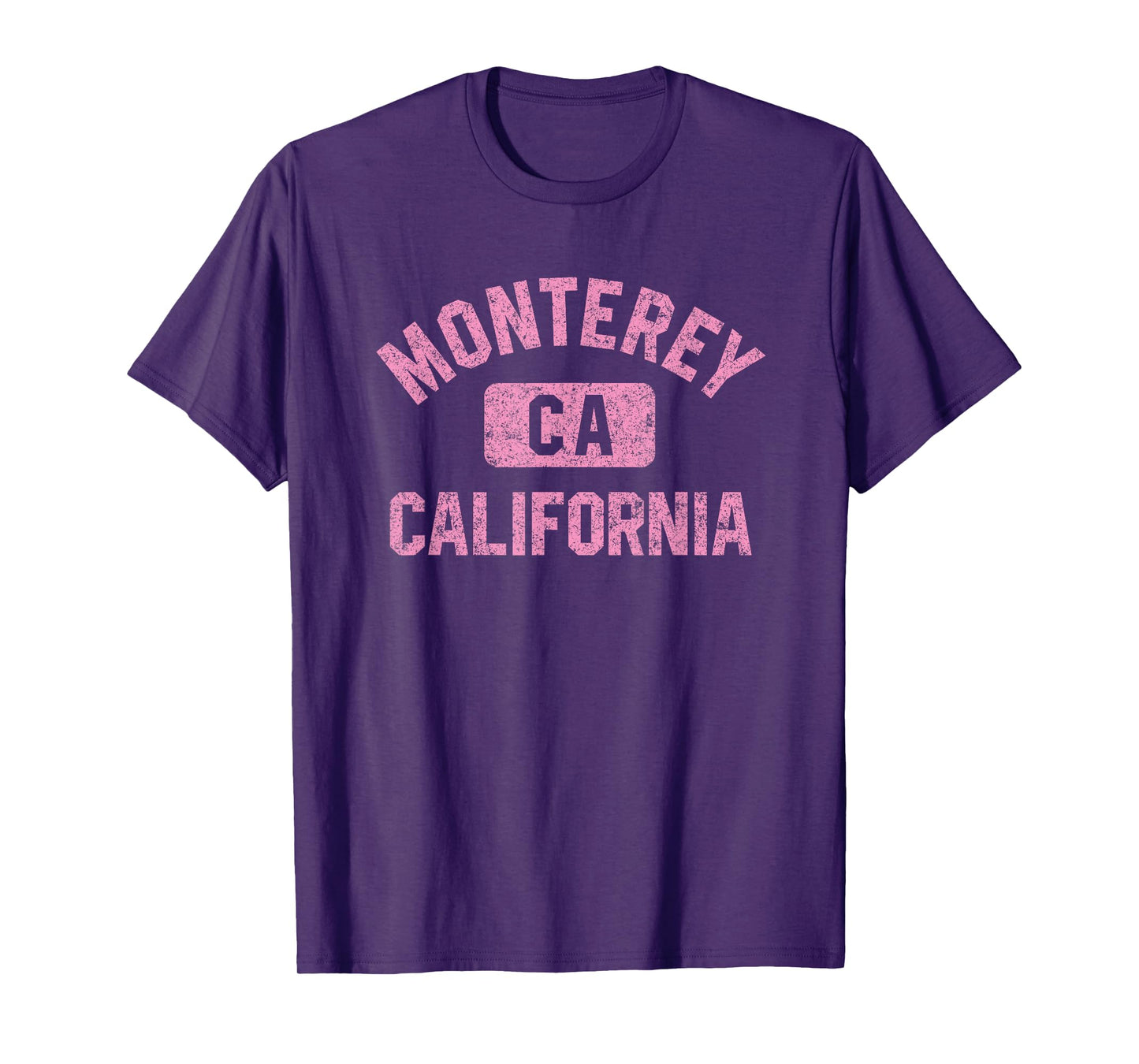 Monterey California Gym Style Distressed Pink Print T-Shirt