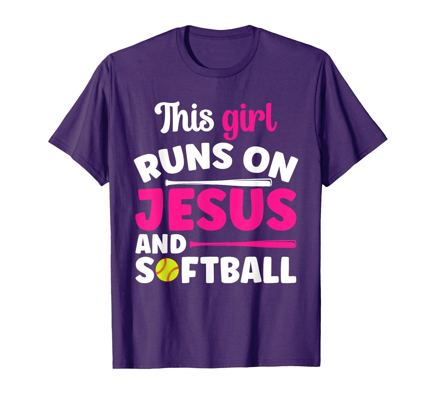 This Girl Runs On Jesus And Softball Christian Athlete T-Shirt
