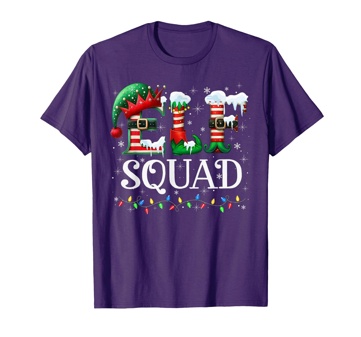 Elf Squad Family Merry Christmas Santa Holiday Xmas Lights T-Shirt