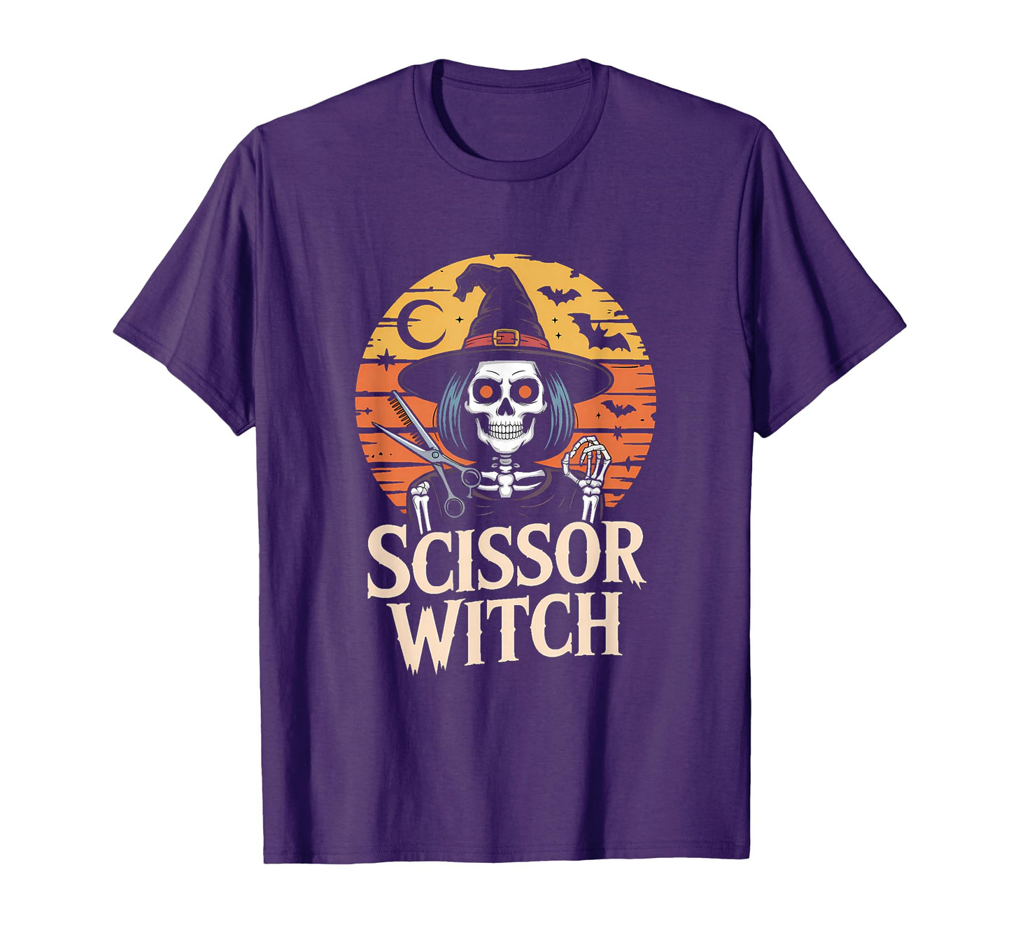 Scissor Witch Design for Tattooed Hairstylist Halloween T-Shirt