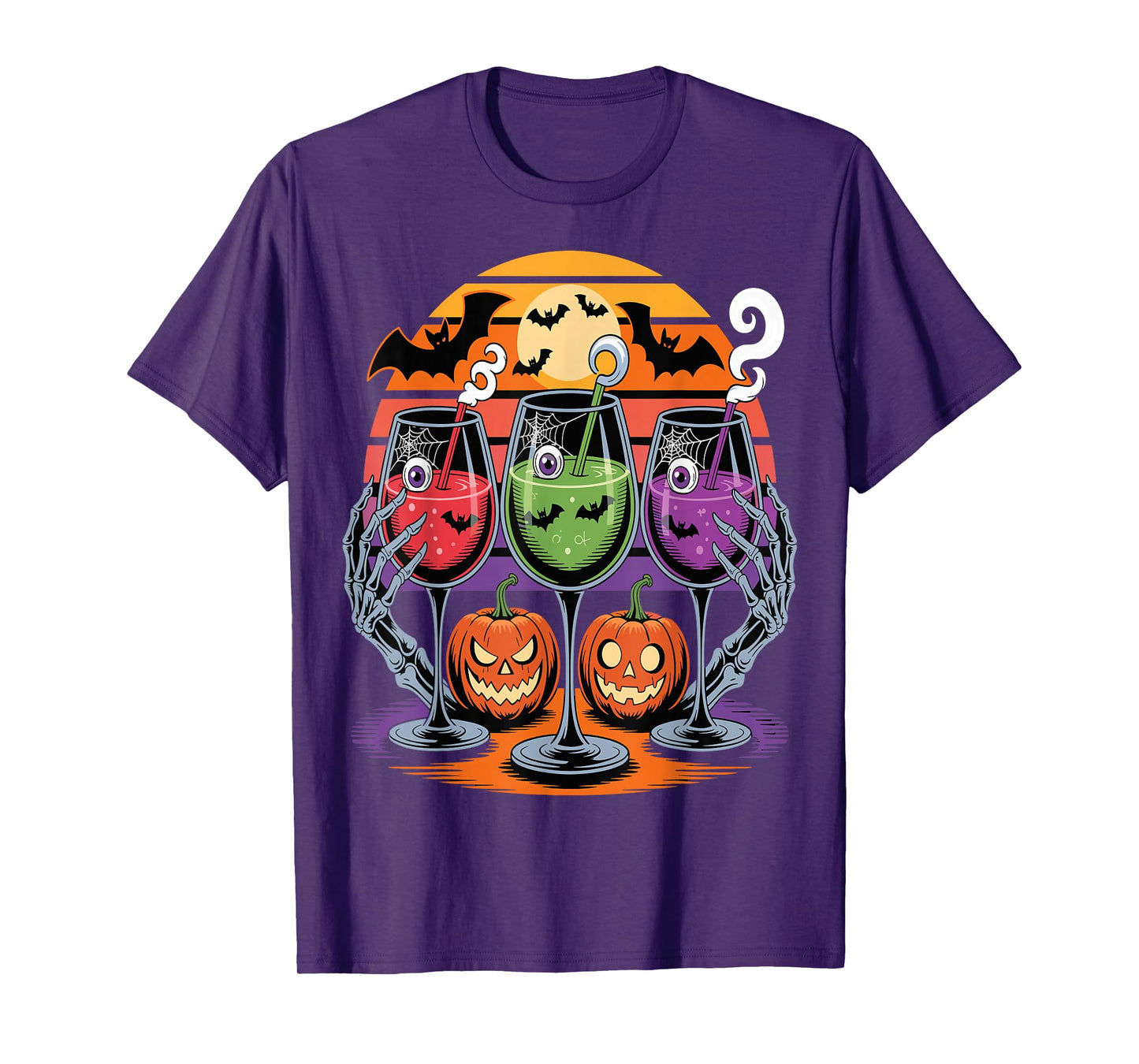 Glasses of Wine Halloween Costume Funny Spooky Tee T-Shirt