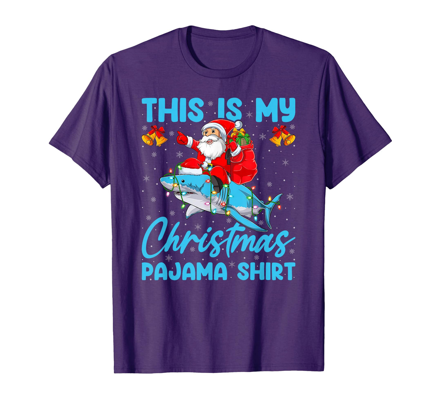 This is My Christmas Pajamas Funny Santa Riding Shark Xmas T-Shirt