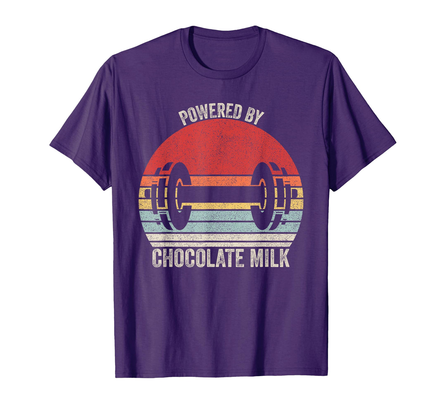 Vintage Retro Powered By Chocolate Milk Shirt Weight Lifting T-Shirt