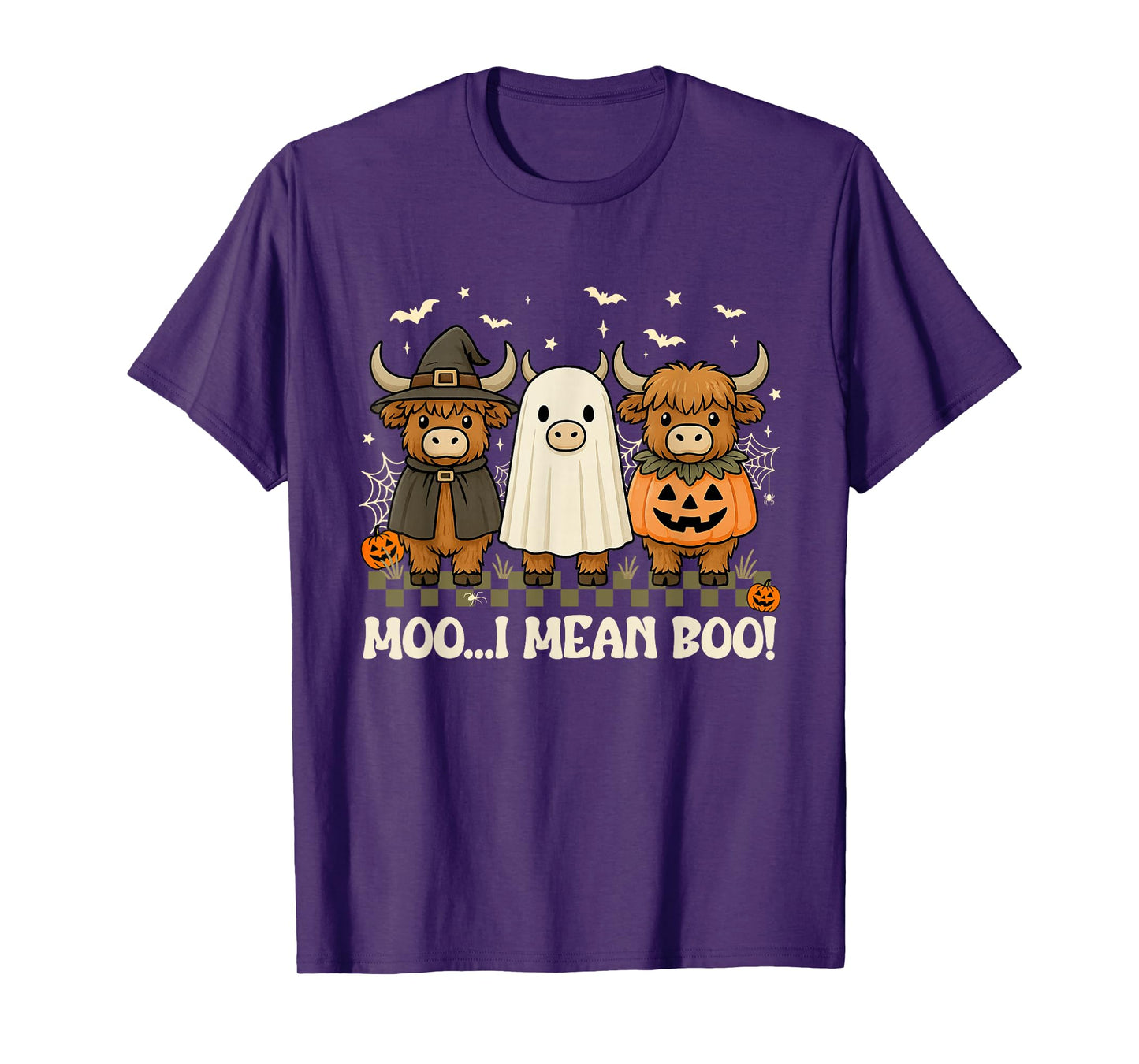 Cow Ghost Witch Pumpkin Moo I Mean Boo Halloween Funny T-Shirt