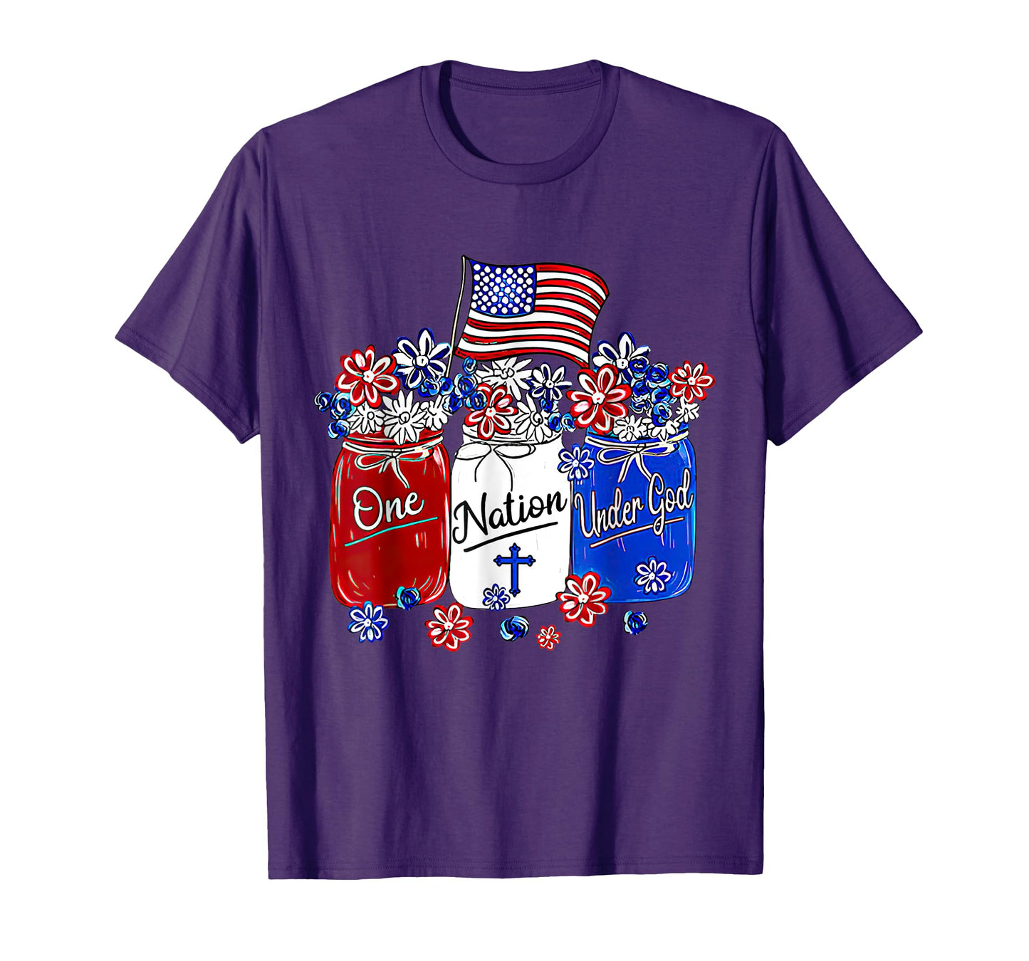 One Nation Under God American Flag Christian Jesus Patriotic T-Shirt for Women Men