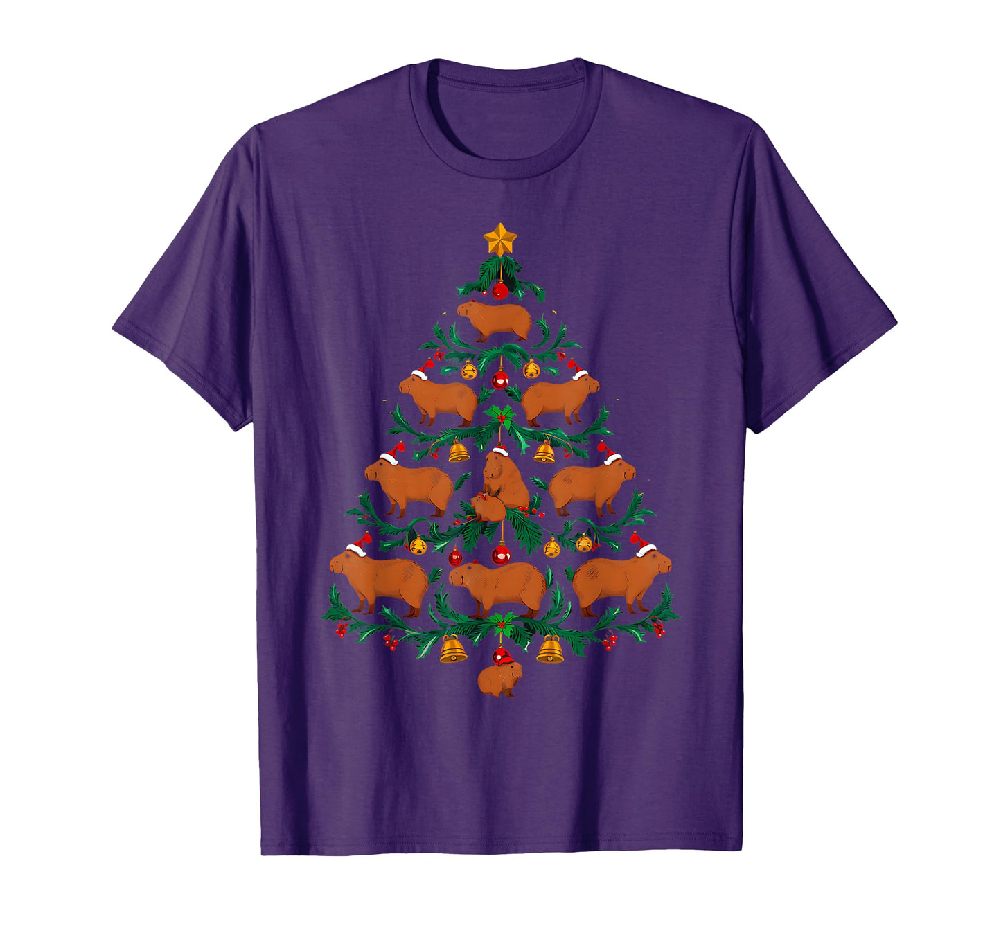 Capybara Christmas Tree Xmas Funny Christmas Capybara T-Shirt
