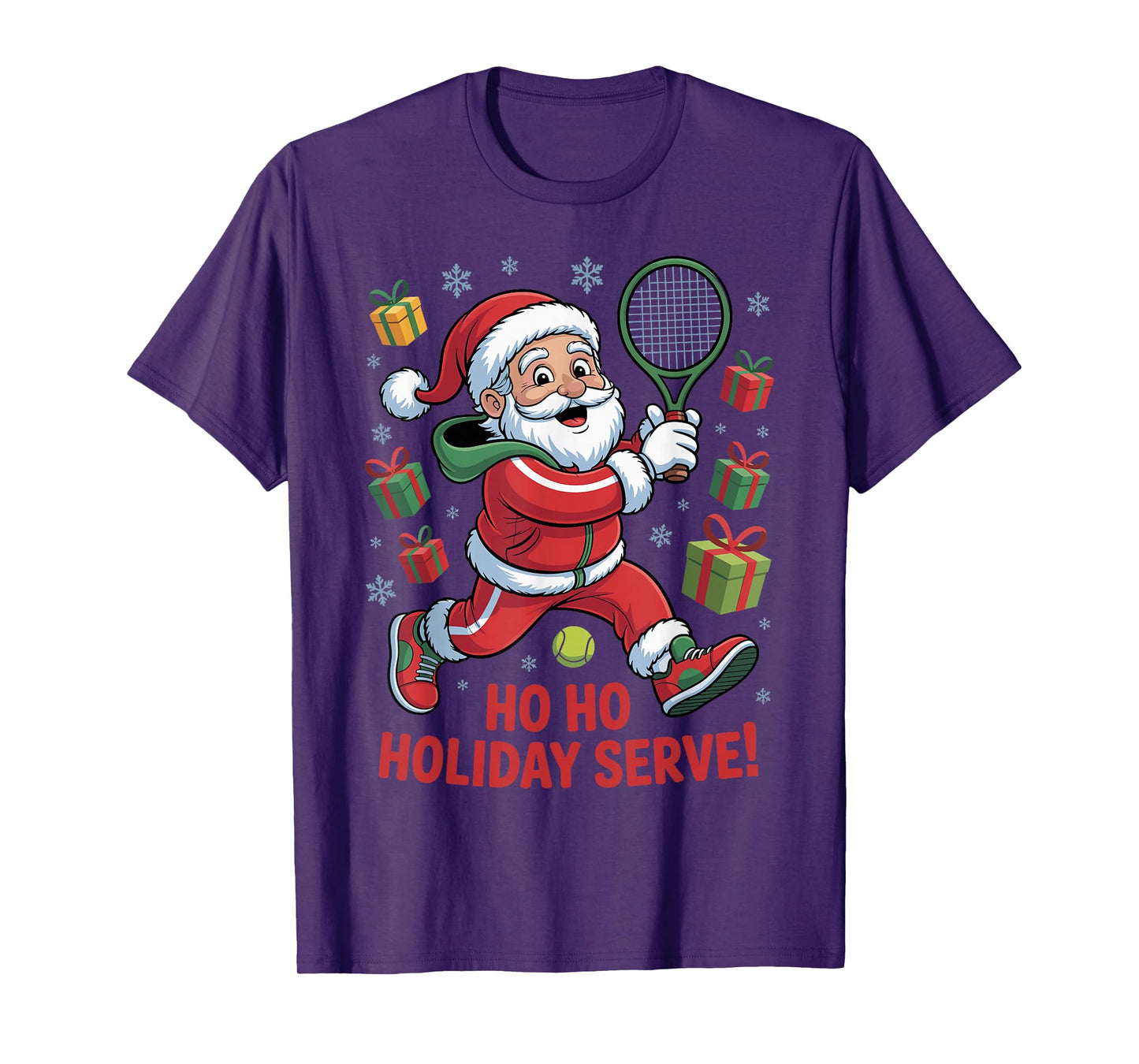 Santa Playing Tennis Funny Holiday Christmas Xmas Pajama T-Shirt